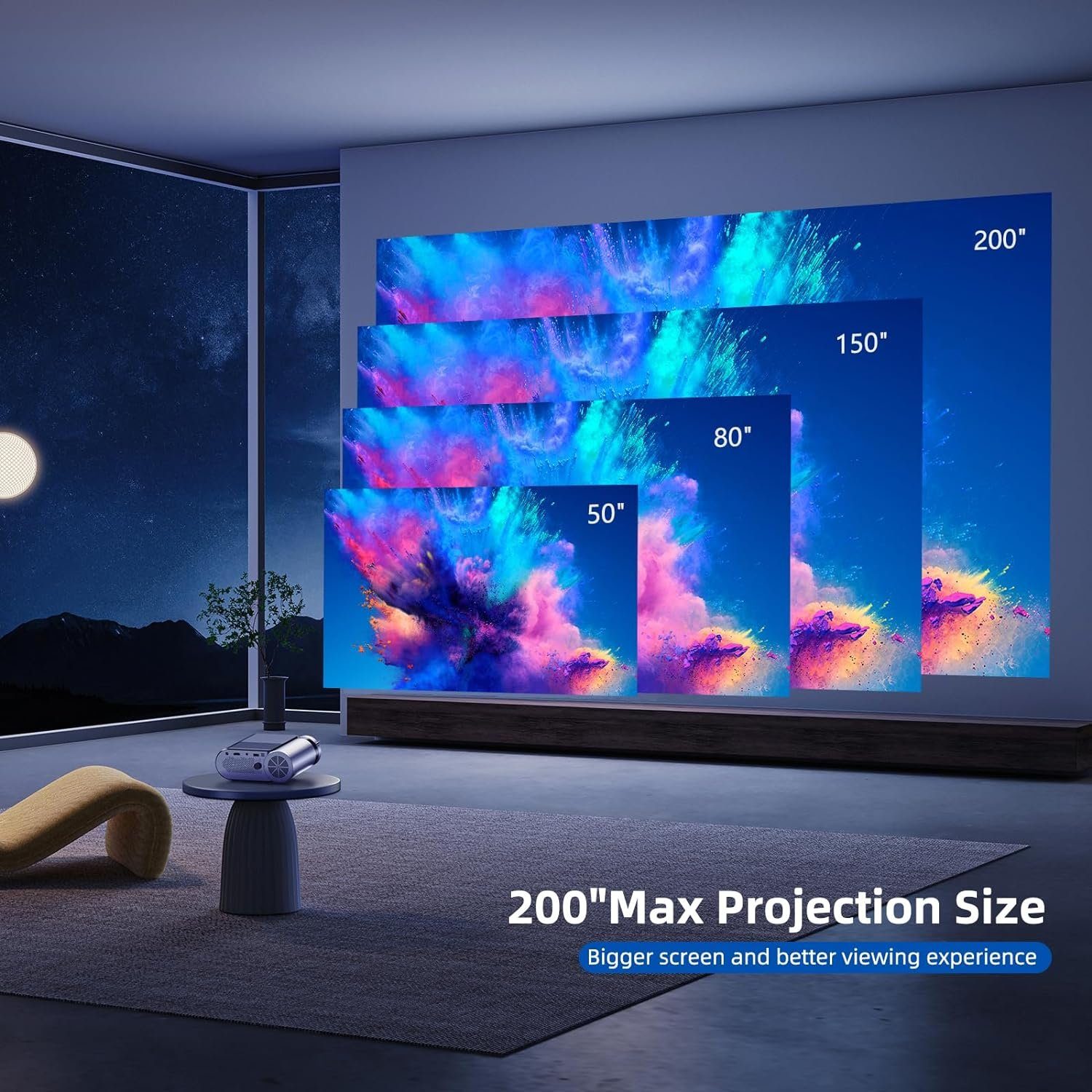 Vamvo Video Beamer unterstützt HD, Mini Heimkino Portabler Projektor (1280 to 720p px, kompatibel mit HDMI, USB, Geschenk für Kinder Video Heimkino)