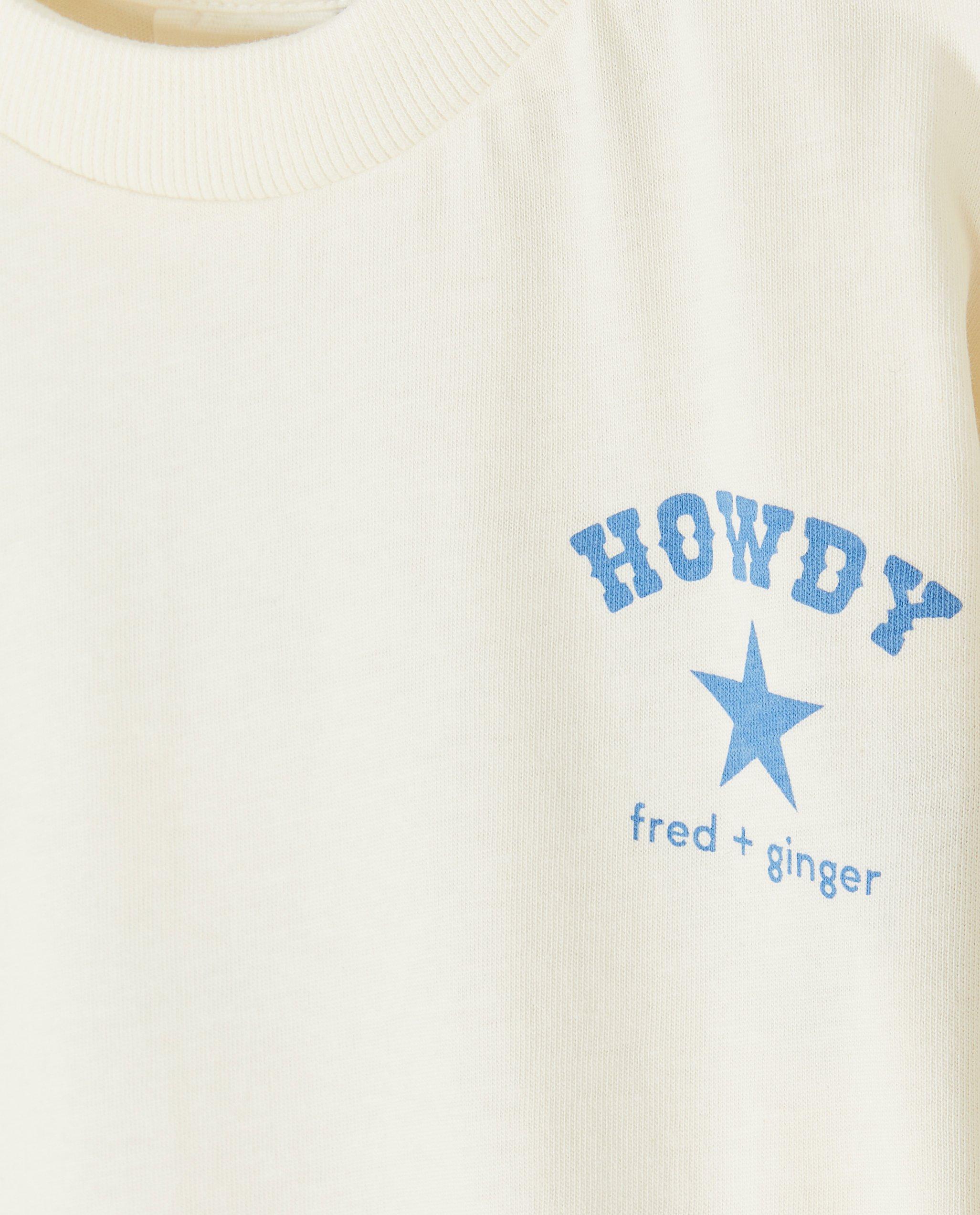 Fred + Ginger unisex póló hátlapmintával, 92-128 fehér