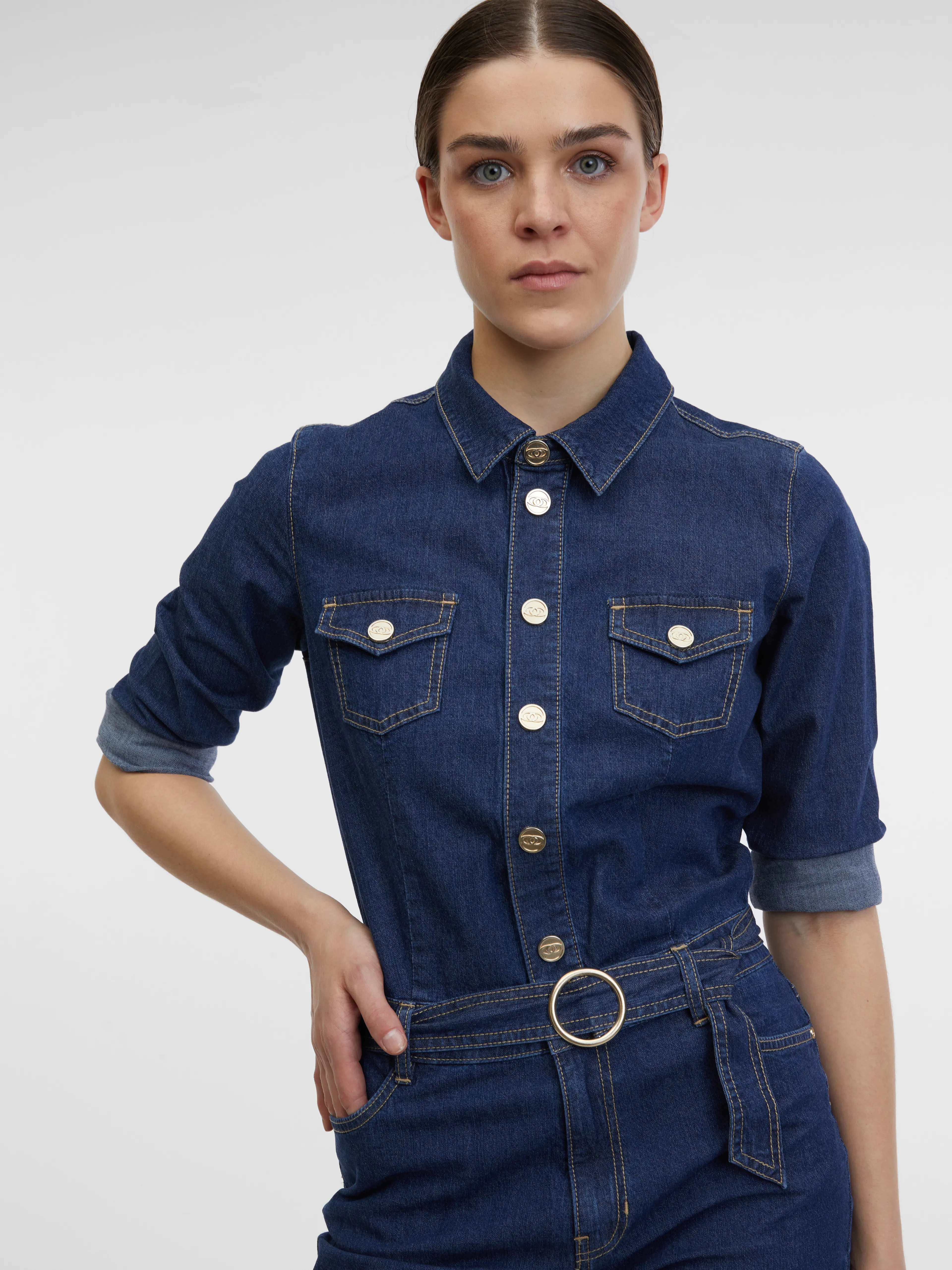 Dunkelblauer Jeans-Overall Damen ORSAY