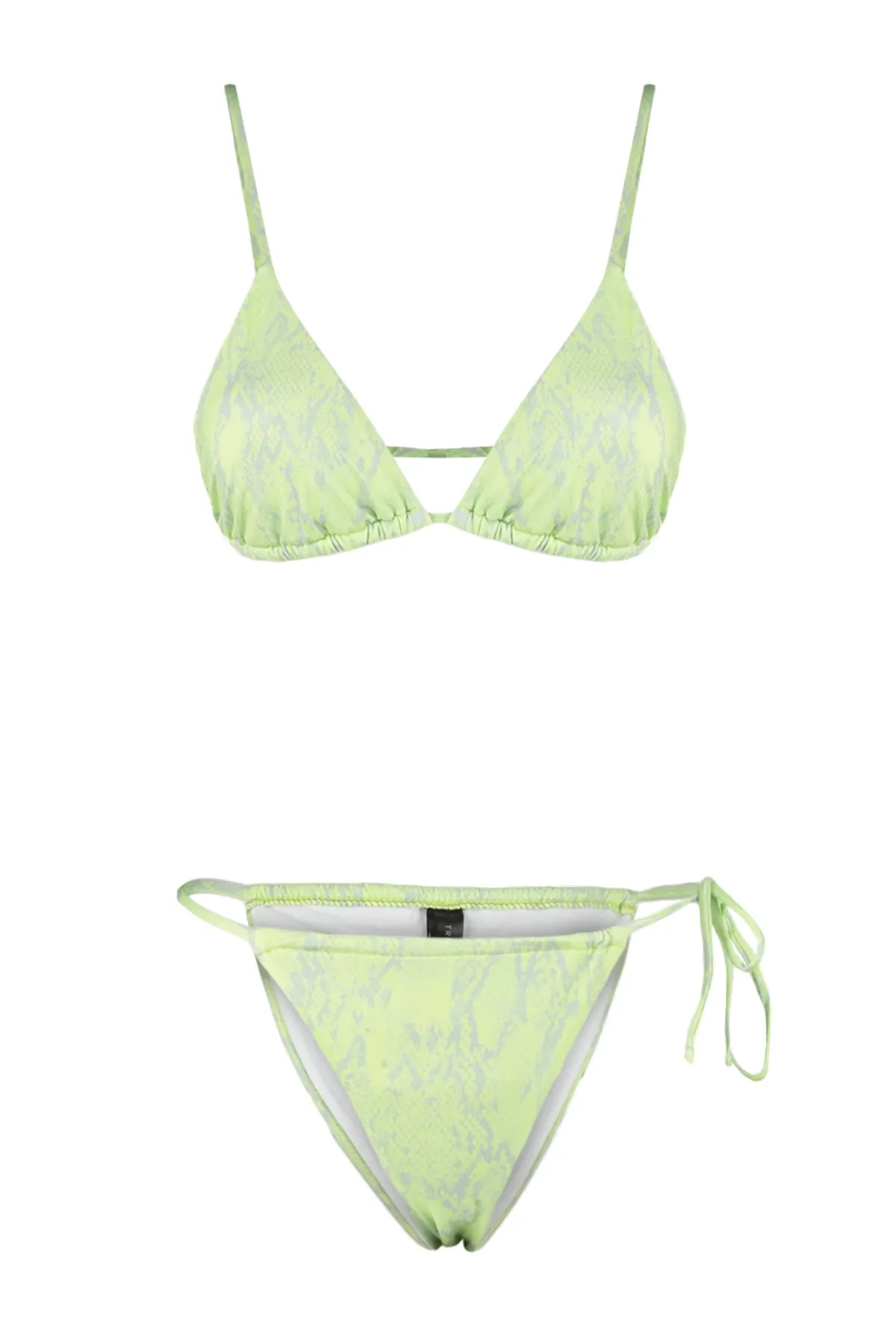 Trendyol Collection  Grünes, dreieckiges brasilianisches Bikini-Set mit hohem Beinausschnitt und Bindeband TBESS22BT0046