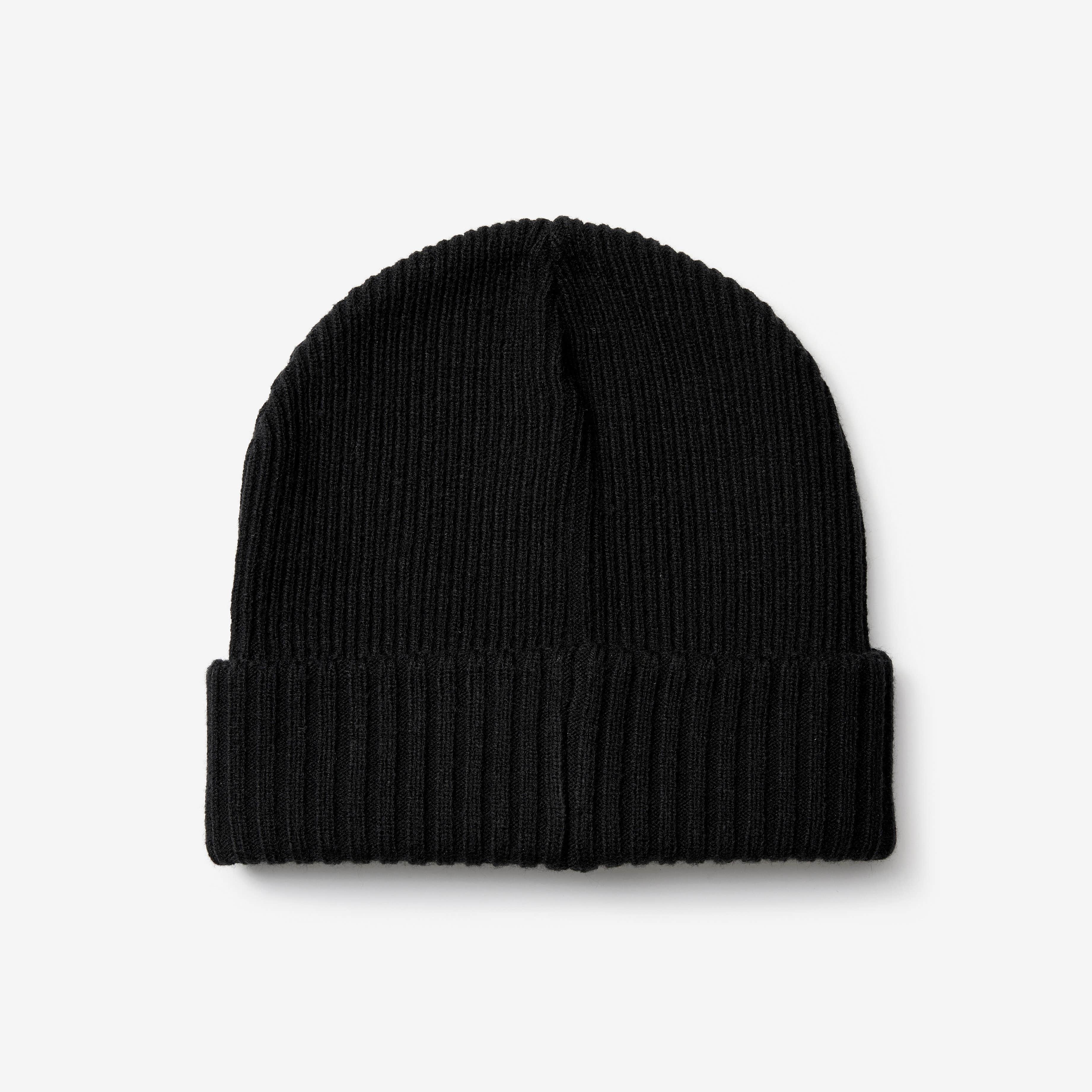 Ribbed Patch Beanie Black