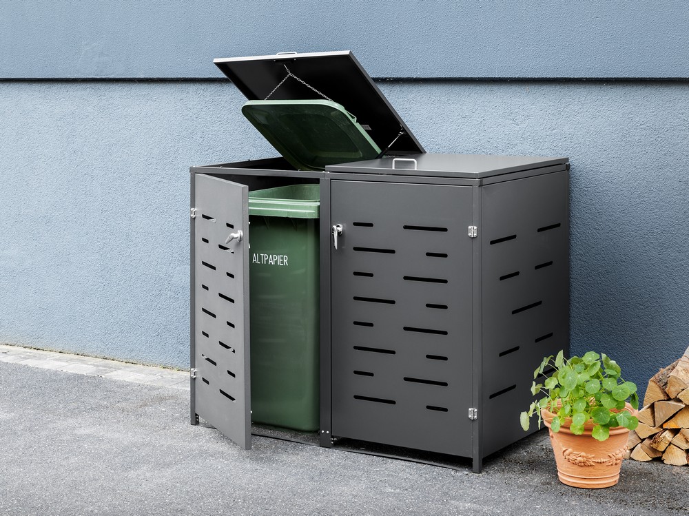 HC Garten & Freizeit 2er Mülltonnenverkleidung Mülltonnenbox, Anthrazit