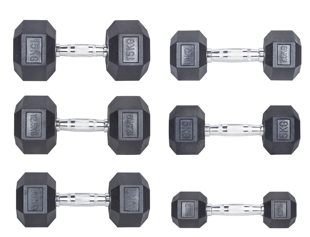 L.A. Sports Body Coach Hexagon Kurzhantel 15 kg gummierte sechs-eckige Gewichte aus Gusseisen