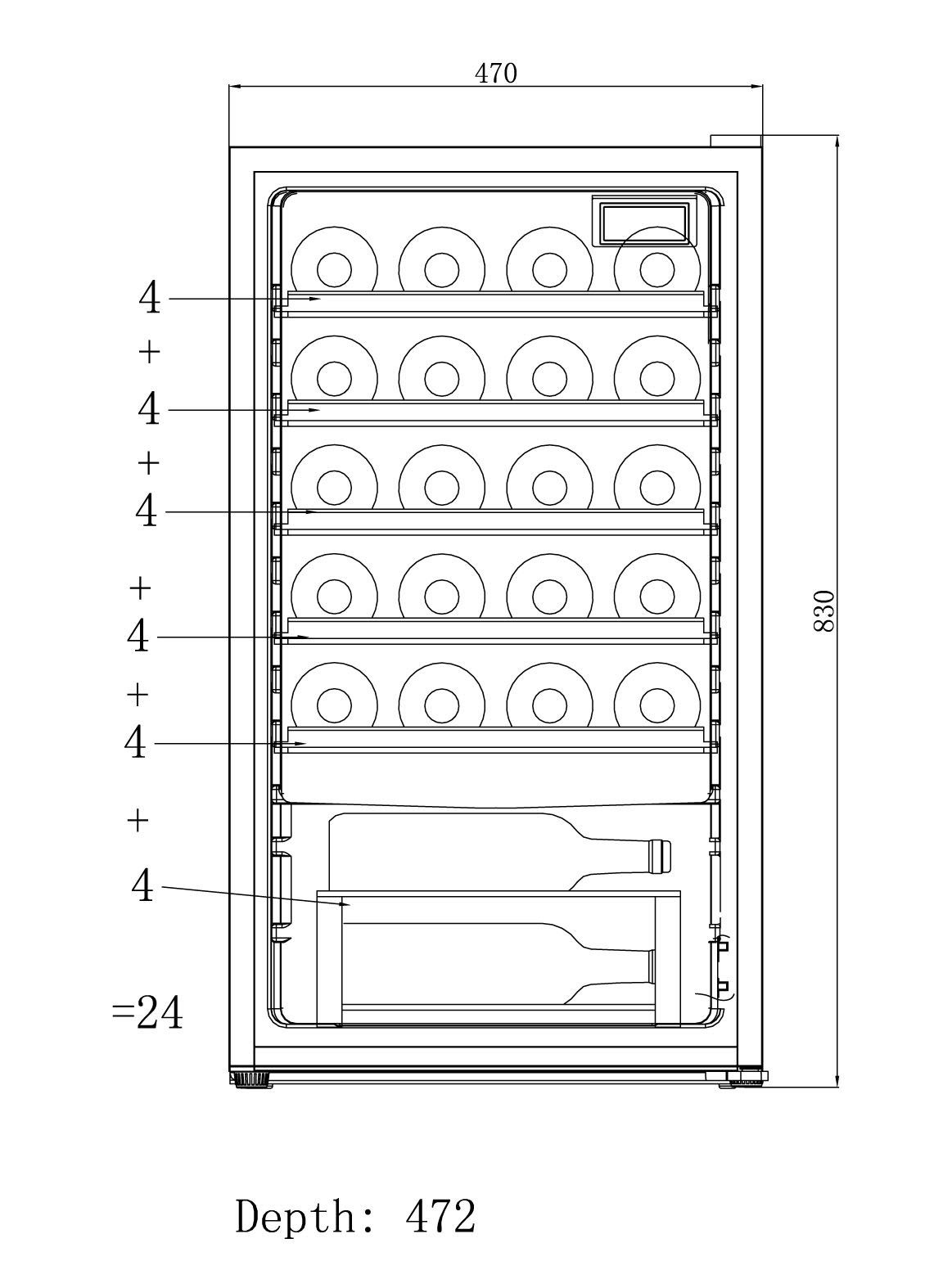 Hanseatic Weinkühlschrank HWC24FCBH, für 24 Standardflaschen á 0,75l