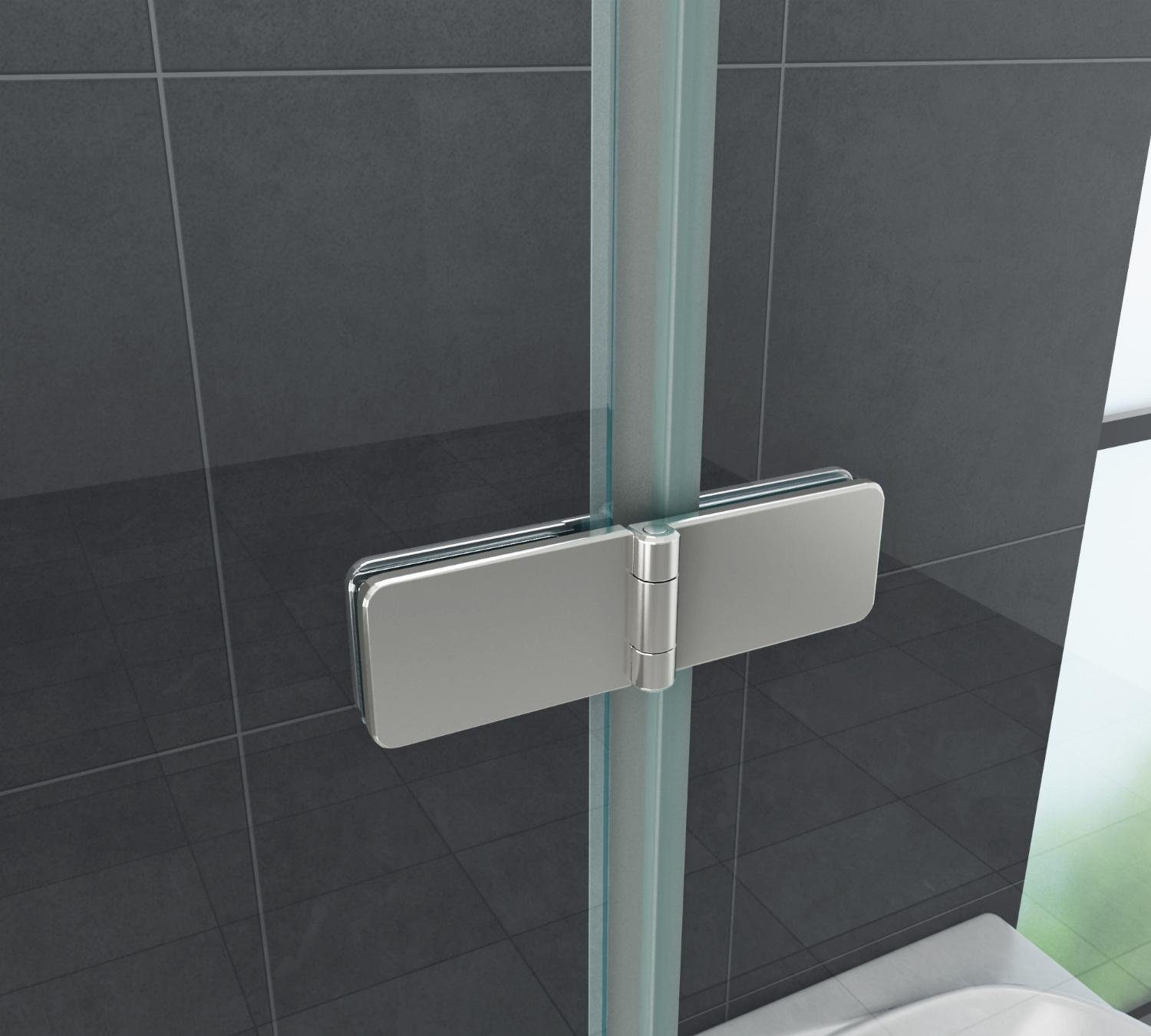 Home Systeme Badewannenaufsatz Eckduschwand Duschtrennwand Duschkabine Dusche Falttür Klarglas Glas