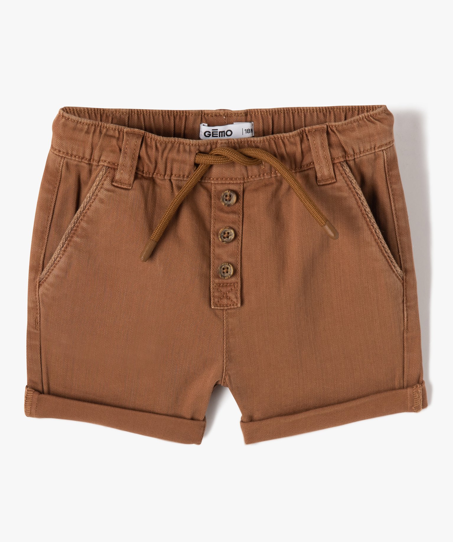 Short bébé Garçon en denim coloré marron | GEMO