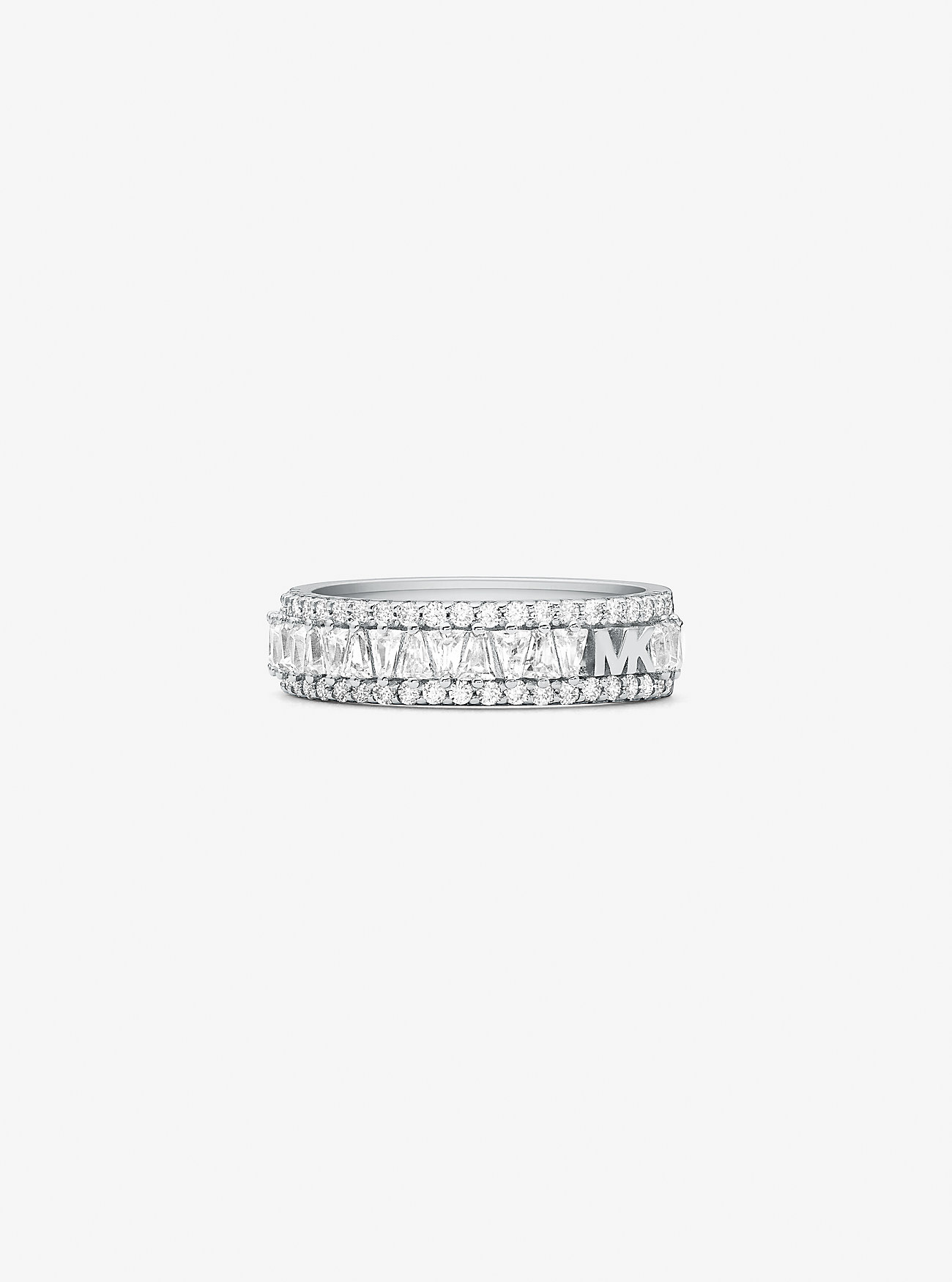 Precious Metal-Plated Sterling Silver Pavé Ring - SILVER