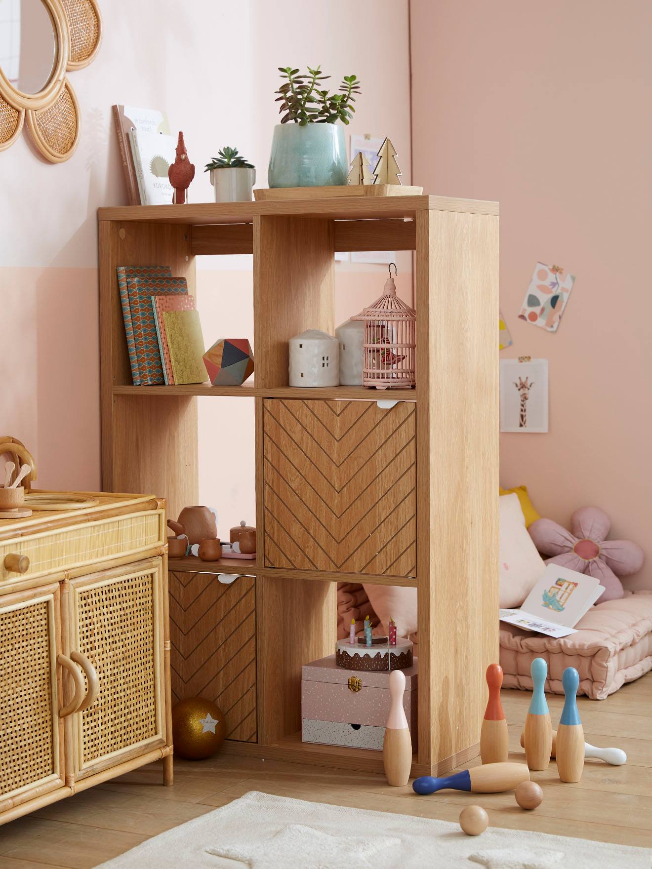 Vertbaudet Kinderzimmer Regalelement mit 6 Fächern CHEVRONS - braun
