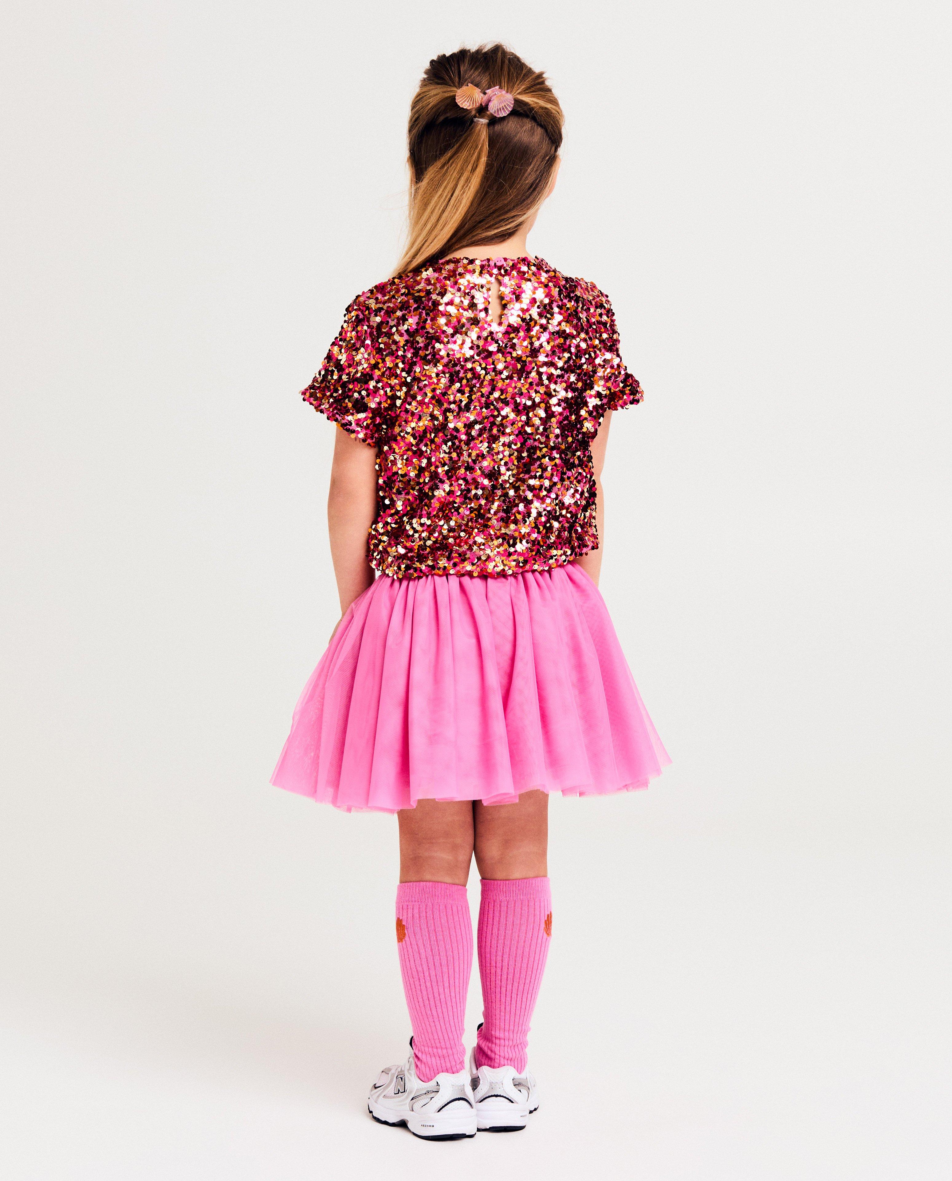 Tricou K3 cu paiete roz deschis