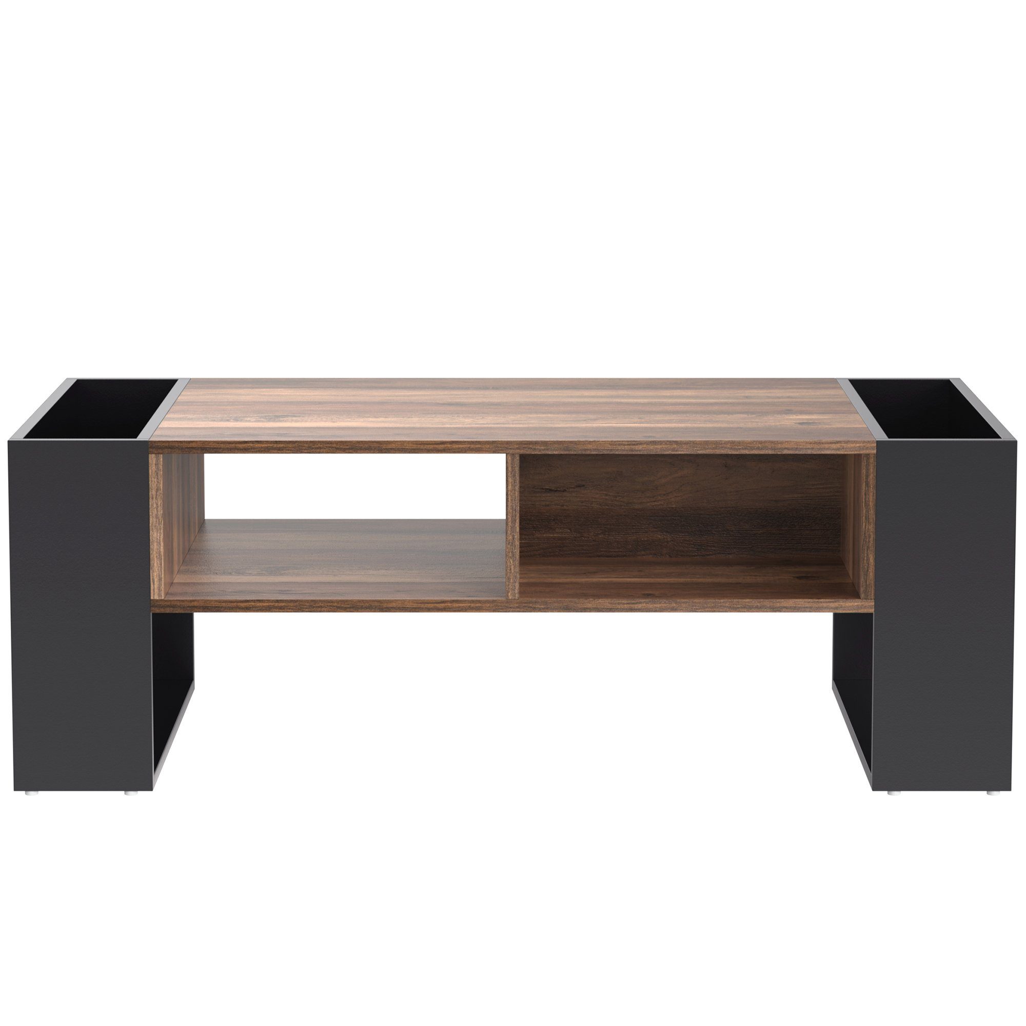 PFCTART Couchtisch Holzmaserun Couchtisch,Heckstaufach, doppelseitiger Stauraum