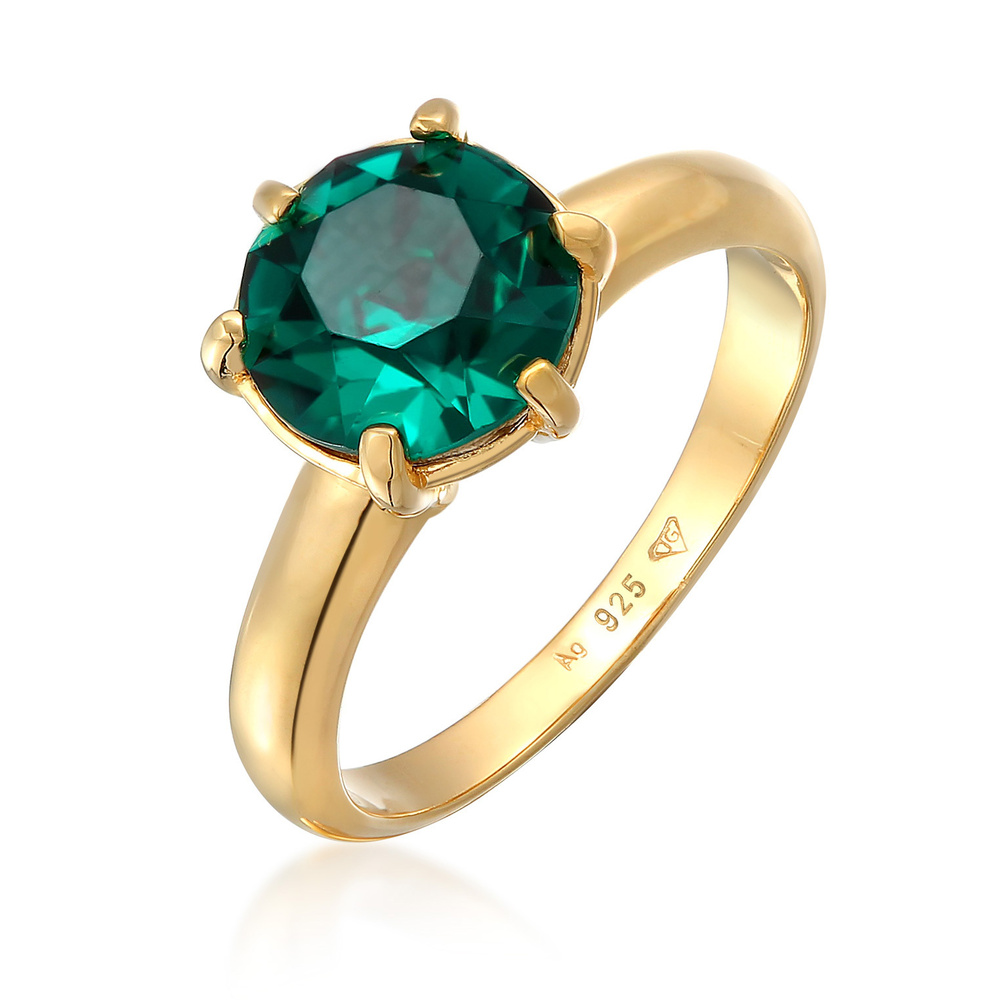 Elli Elli Bague Femmes Solitaire Elégant avec cristal Vert en argent sterling 925 plaq Bague