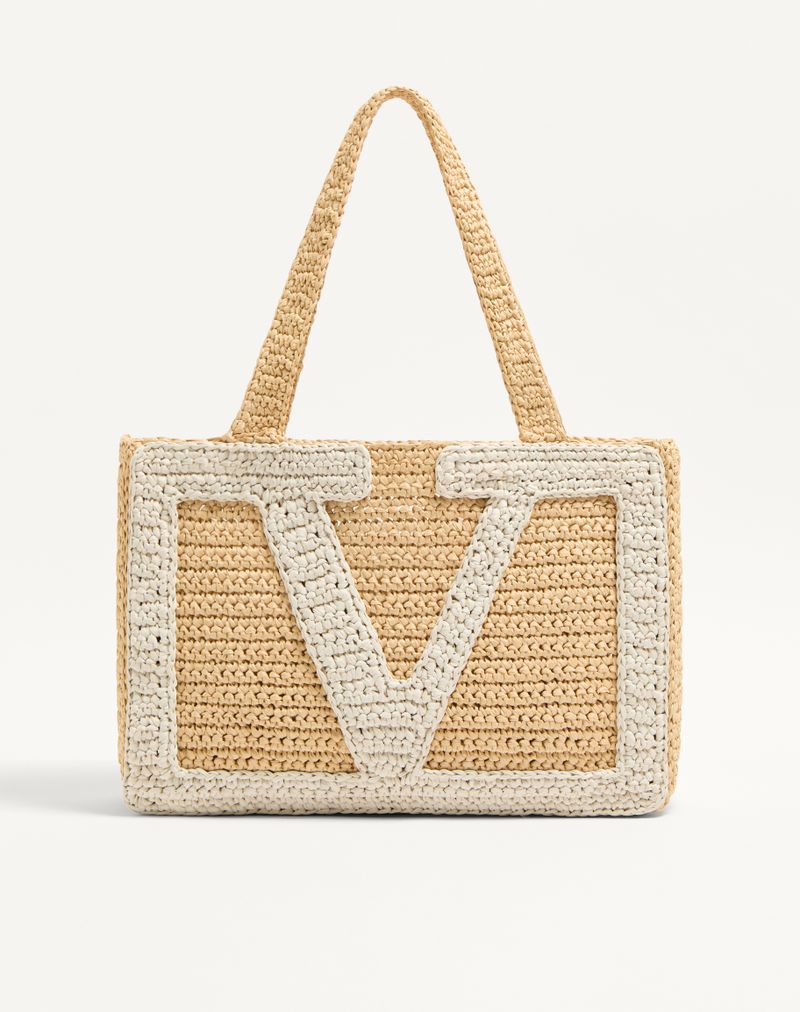 Valentino Garavani Viva Superstar Medium Raffia indkøbstaske