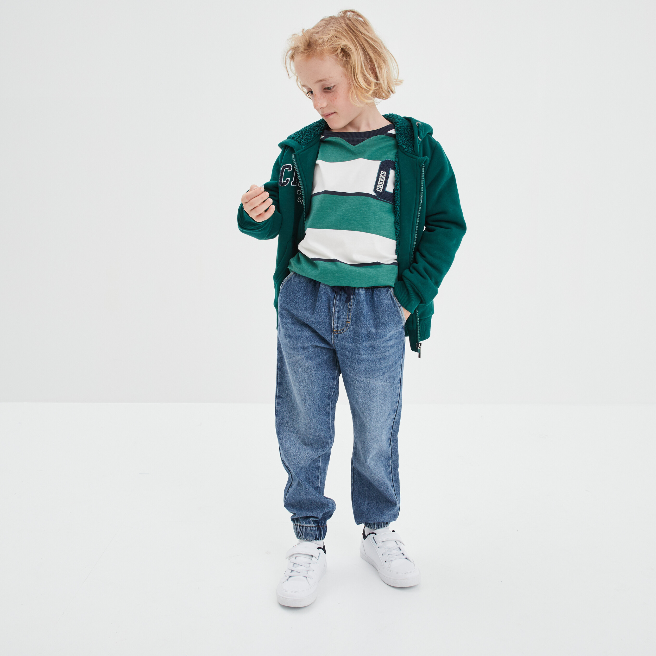 T-shirt manches longues coton Creeks vert garçon | La Halle