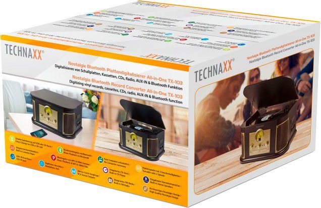 Technaxx Nostalgie Bluetooth Plattendigitalisierer All-in-One TX-103 Multifunktionsspieler (Riemenantrieb, Bluetooth)
