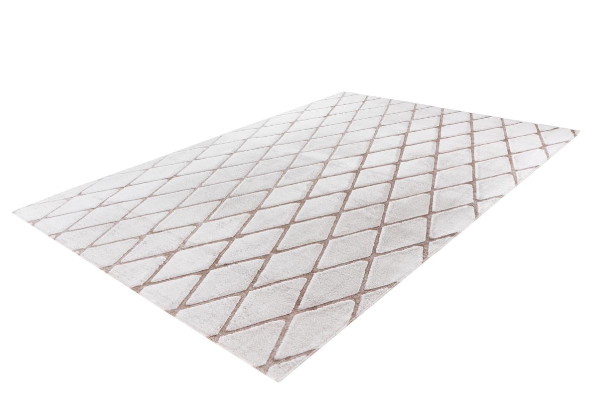 megusta 3D-Hochflorteppich Weiß / Taupe 160cm x 230cm