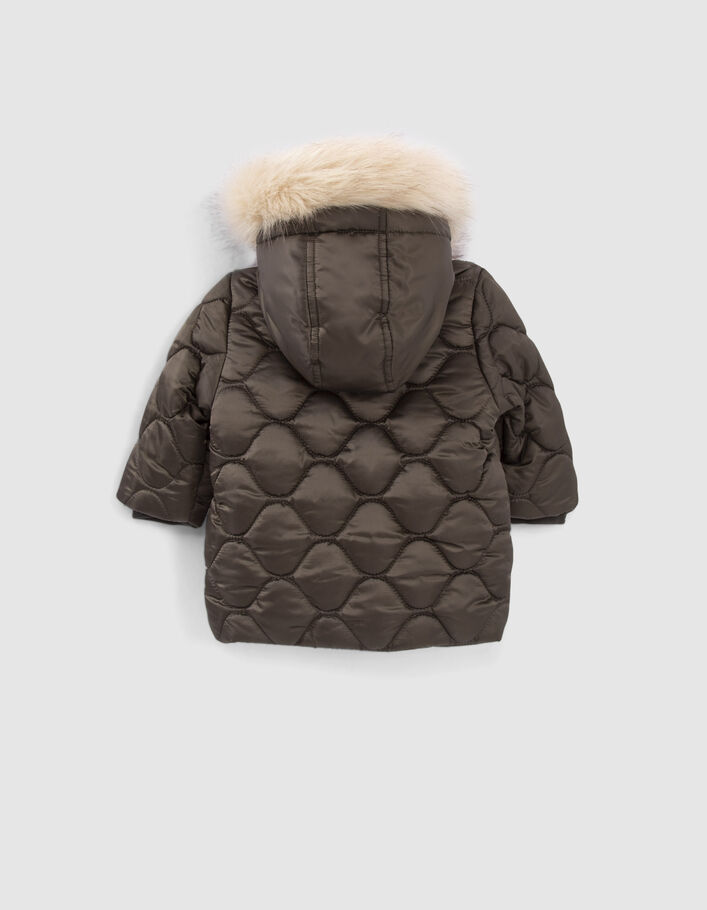 Parka kaki matelassée fourrée à capuche bébé fille