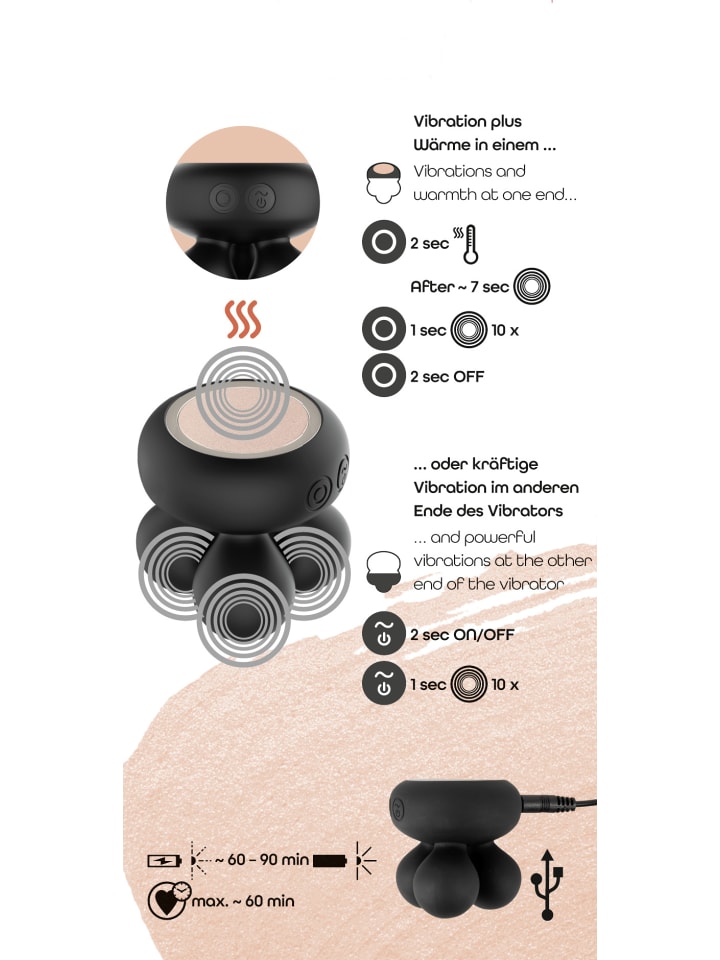CUPA Auflegevibrator Warming Mini Massager in schwarz günstig kaufen 5,5 cm
