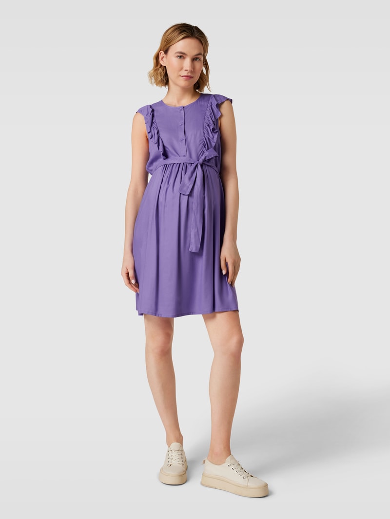 Umstands-Kleid aus Viskose mit Rüschen in violett