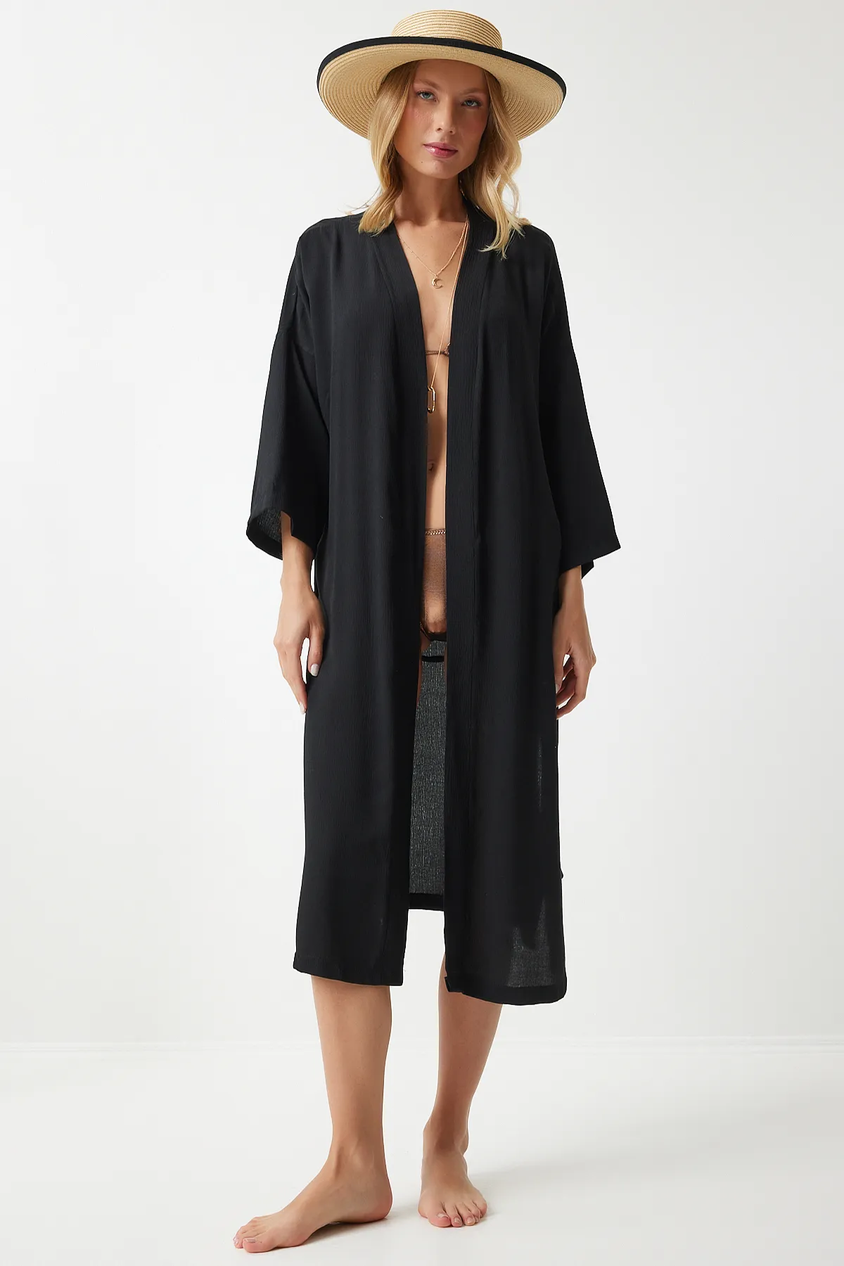 Happiness İstanbul  Kimono & Kaftan - Schwarz - Regular Fit