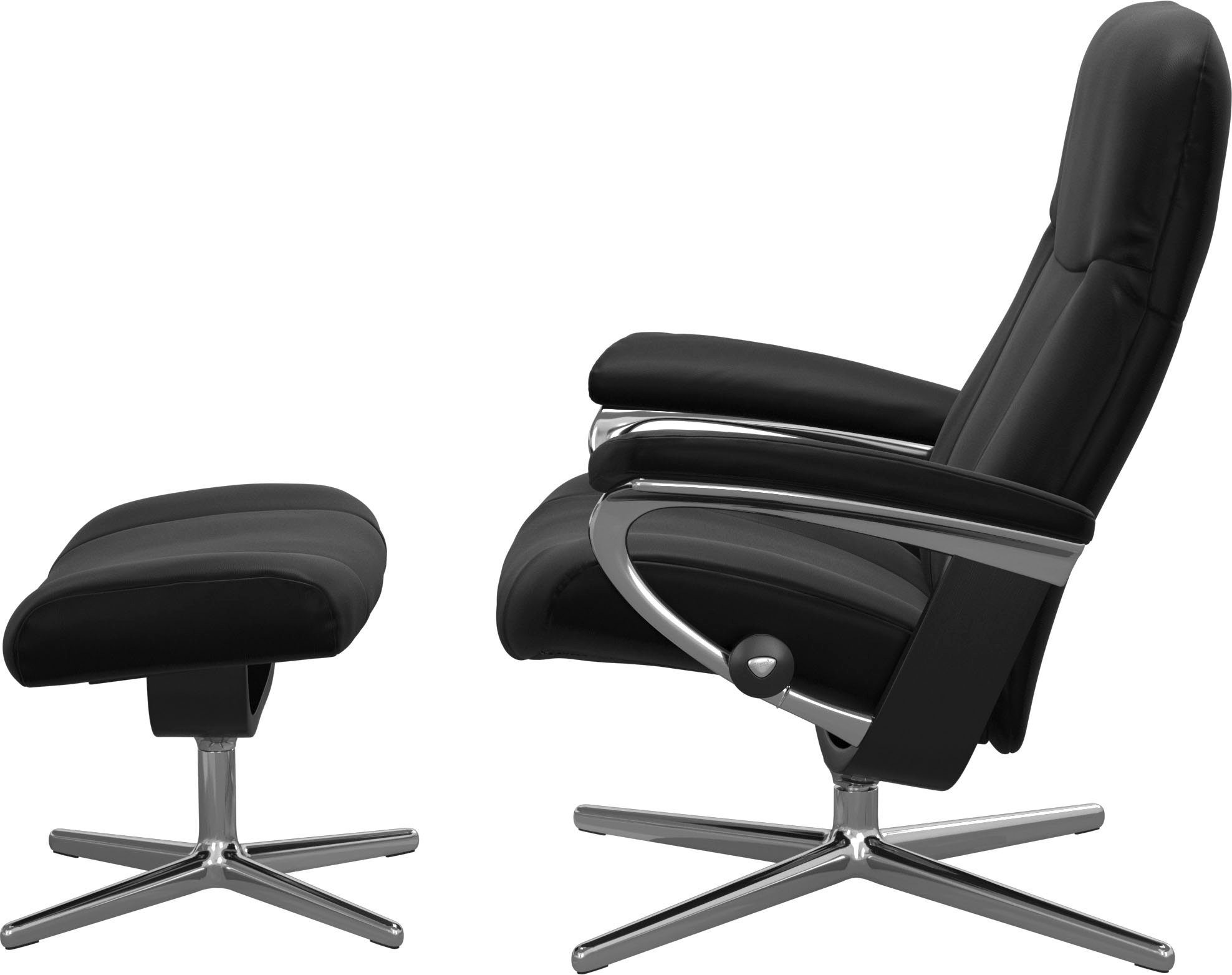 Stressless® Relaxsessel Garda (Set, Relaxsessel mit Hocker), mit Hocker, mit Cross Base, Größe M & L, Holzakzent Schwarz