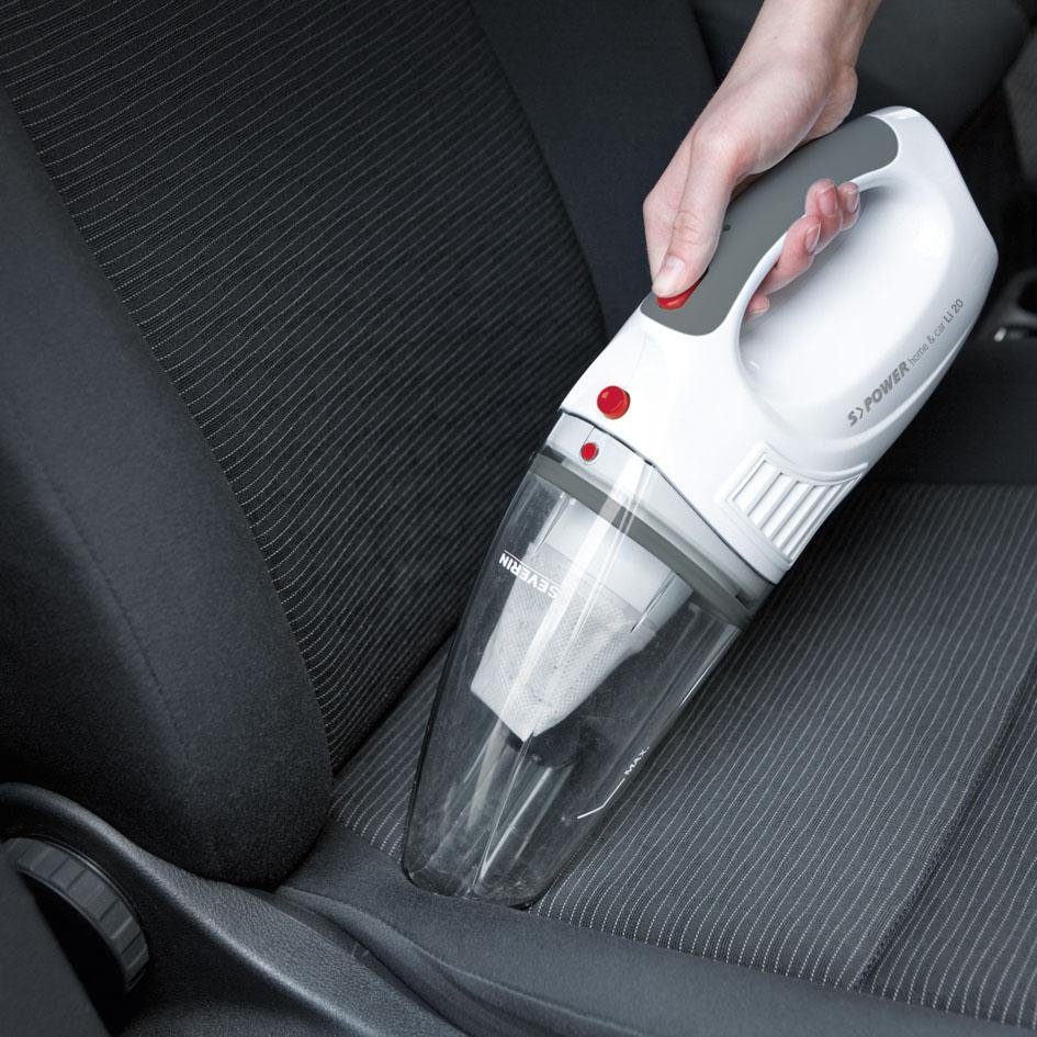 Severin Akku-Handstaubsauger HV 7144 S´POWER home & car Li 20, beutellos, Fugendüse mit abnehmbarer Bürste für Zwischenräume, Gummidüse