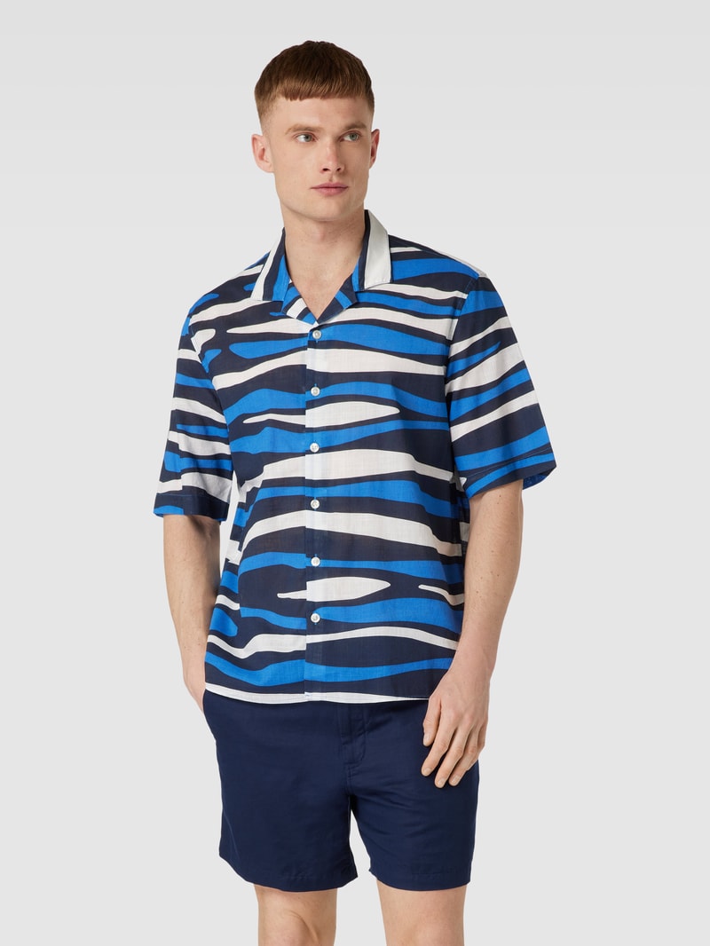 Freizeithemd mit Allover-Muster in royalblau