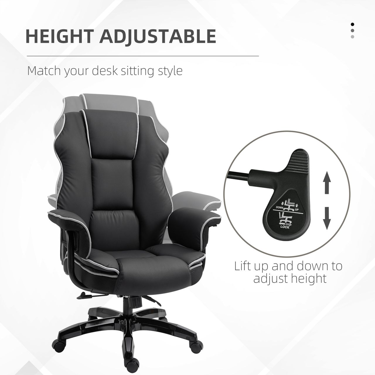 Vinsetto Ergonomischer Bürostuhl mit Wippfunktion Drehstuhl höhenverstellbar