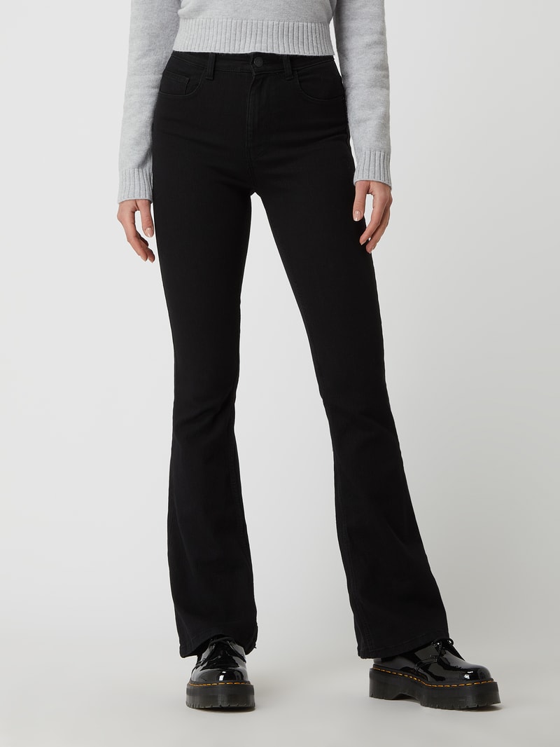 Flared Jeans mit Stretch-Anteil Modell 'Peggy' in schwarz