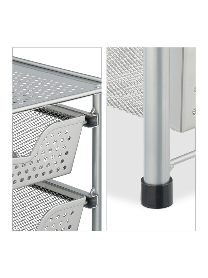 relaxdays Schubladenregal in Silber - (B)28 x (H)30 x (T)42,5 cm günstig kaufen onesize
