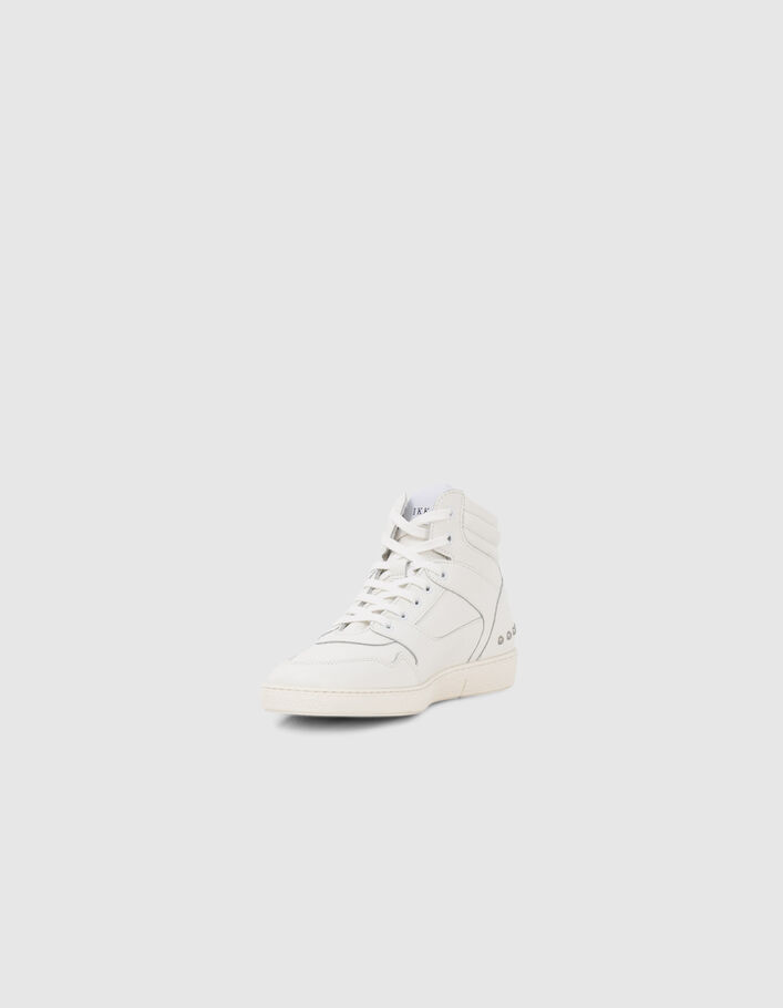 Sneakers blanches cuir décor clous Femme
