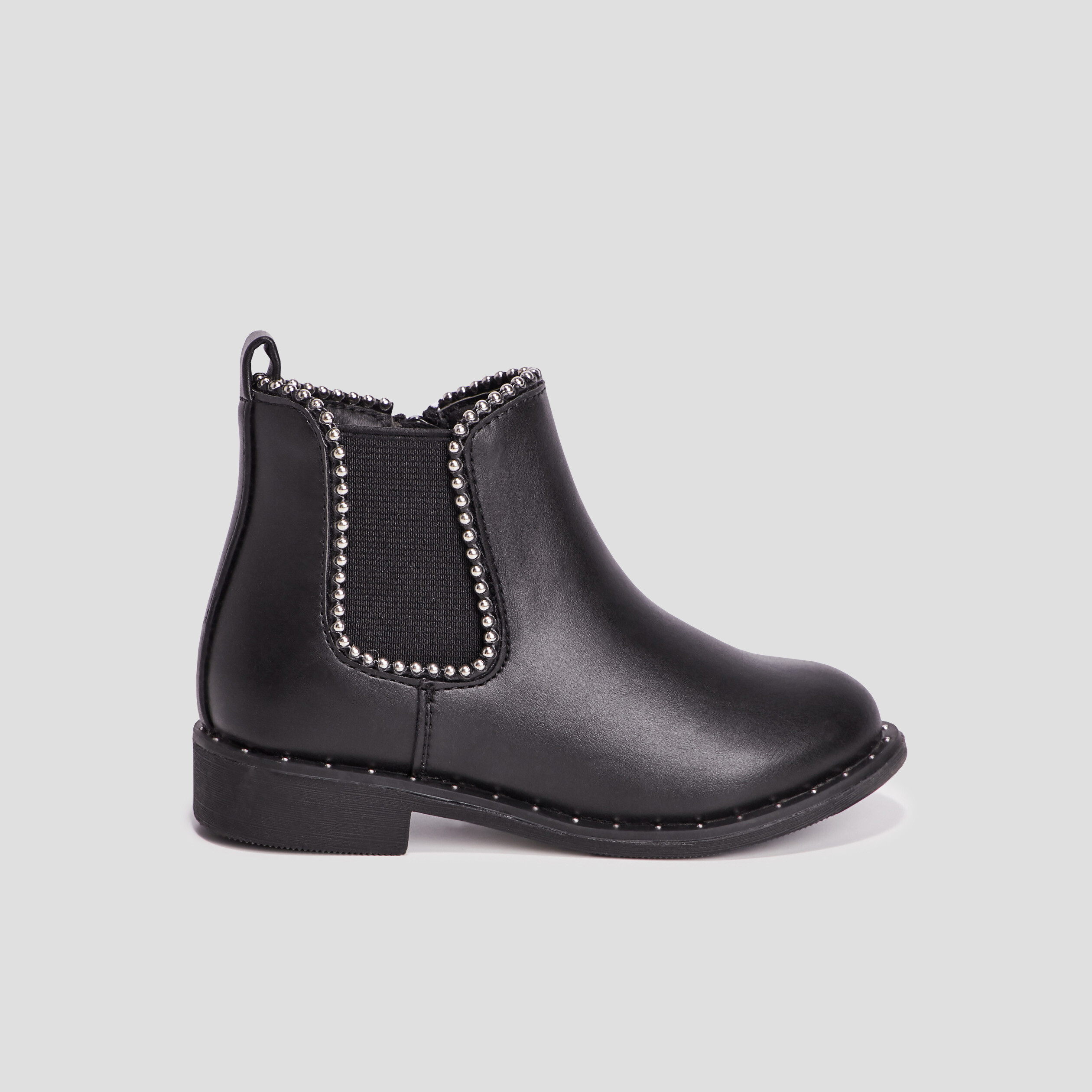 Bottines chelsea zippées à clous noir fille | La Halle
