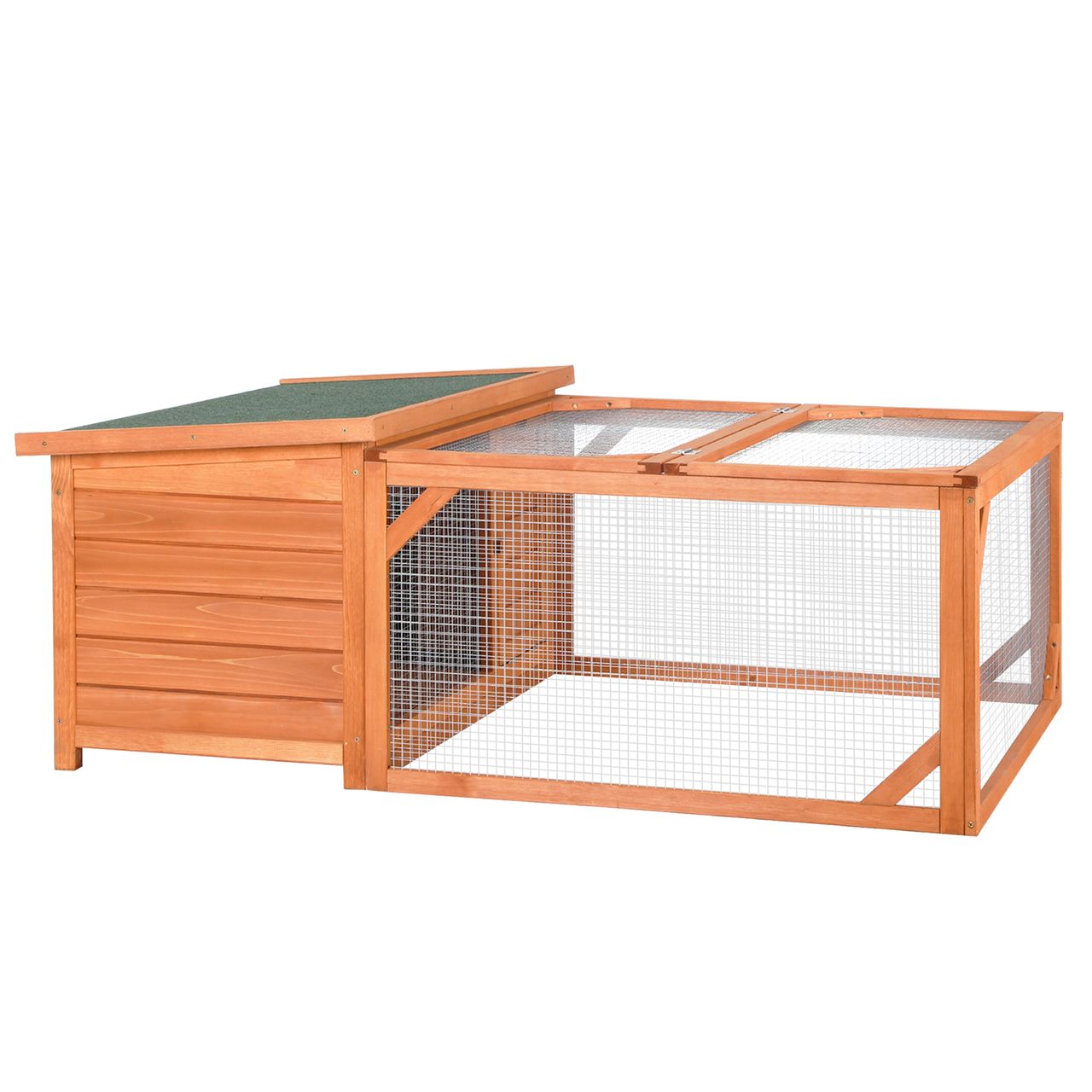 PawHut Kleintierstall Zwergkaninchenstall Kleintierkäfig mit Asphaltdach Orange