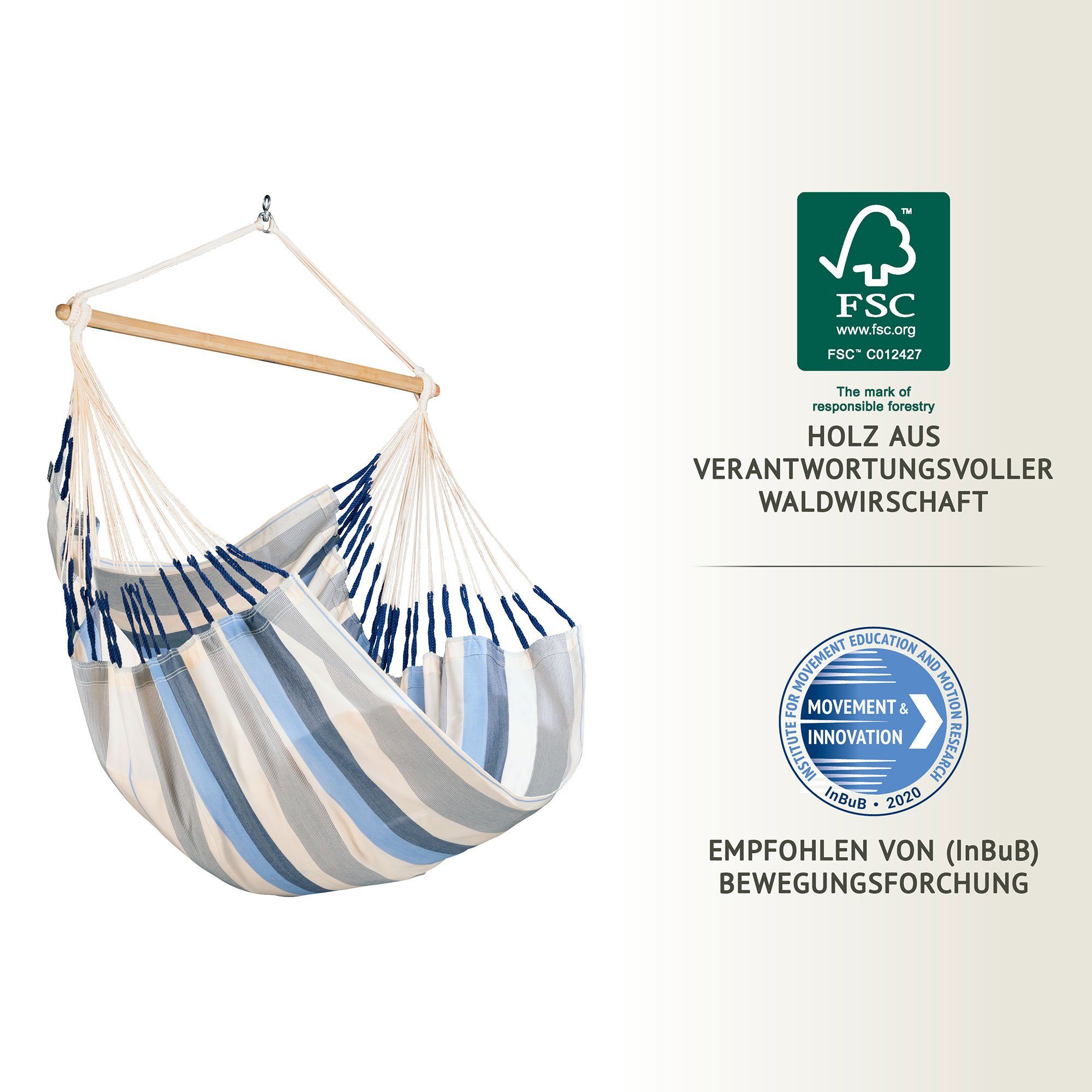 La Siesta Hängestuhl Hängestuhl Domingo Sea Salt - Wetterbeständiger Hängestuhl Comfort Siz, Hochwertige Qualität