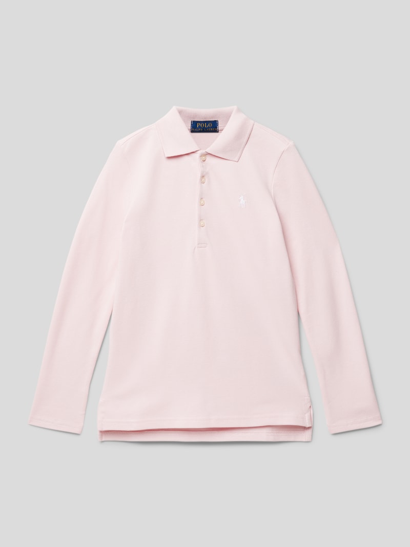 Poloshirt mit langen Ärmeln in hellrosa