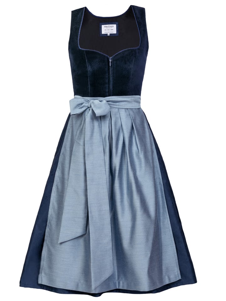 Edelnice Midi Dirndl Luna Samt Blau in blau günstig kaufen