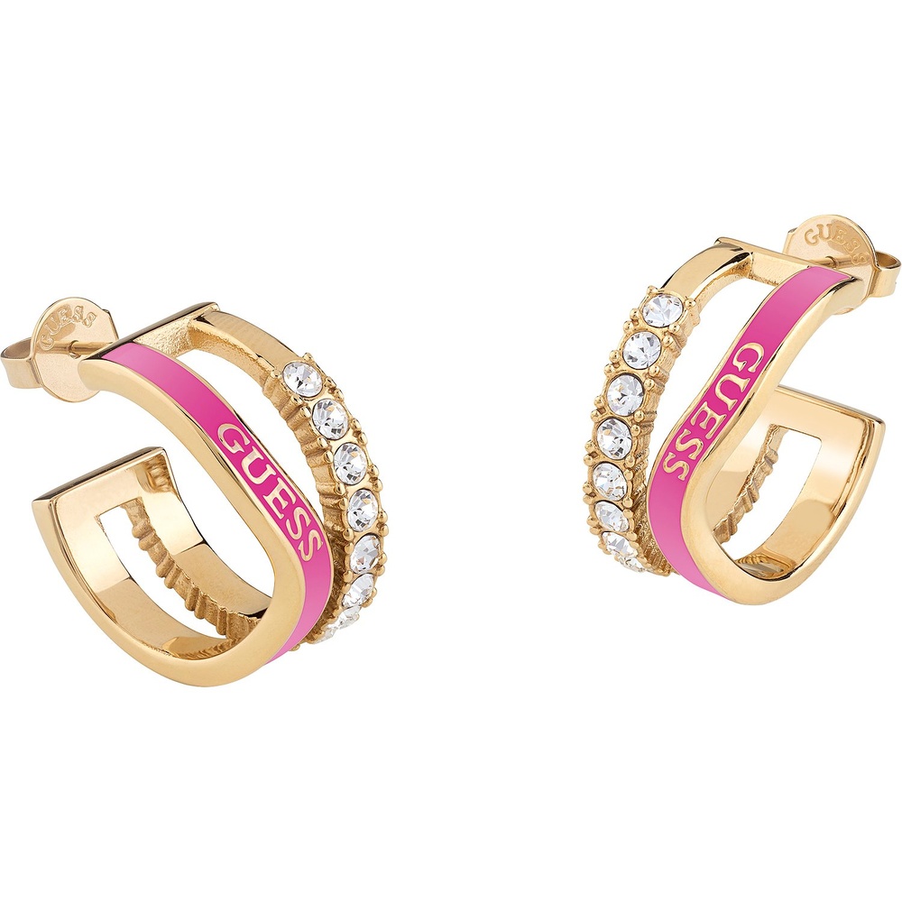 Guess Créoles Acier inoxydable, Émail Boucles d'oreilles