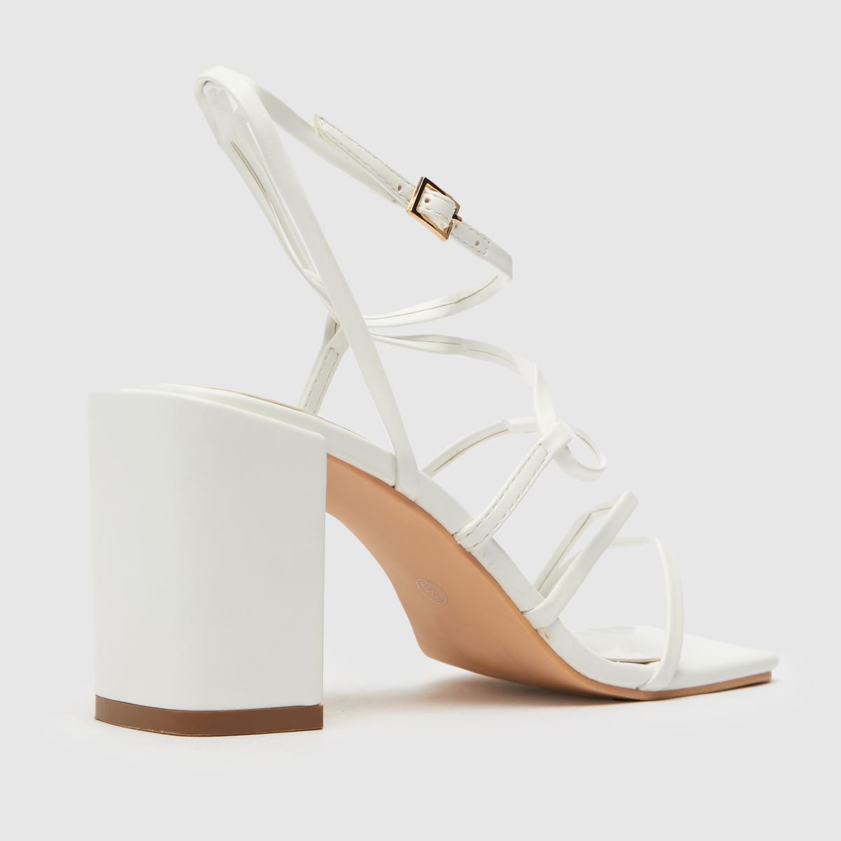Schuh – Sasha – Vita höga klackar med blockklack och remmar