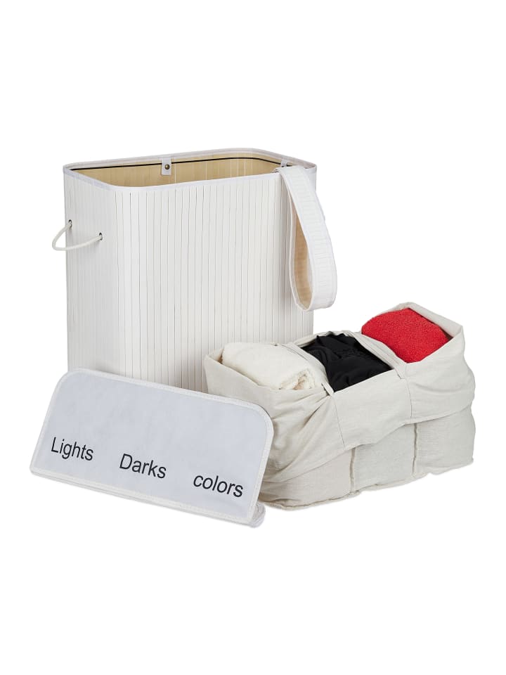 relaxdays Wäschesortierer in Weiß - (B)55 x (H)63 x (T)35 cm günstig kaufen onesize