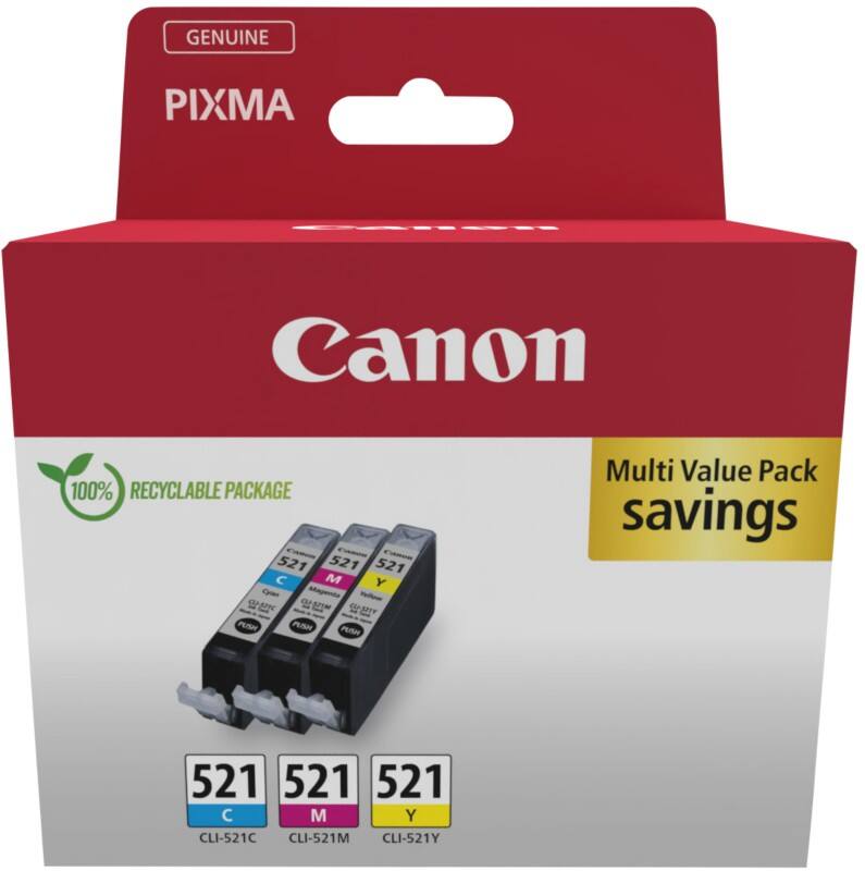 Canon 521 Original Tintenpatrone Cyan, Magenta, Gelb 3er-Pack