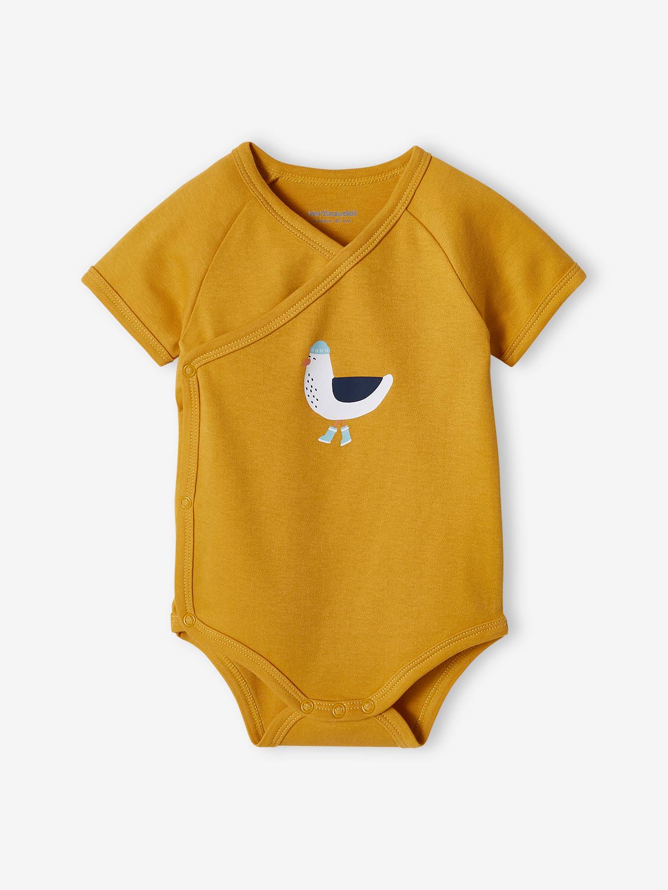 Lot de 3 bodies bébé mouette ouverture naissance moutarde