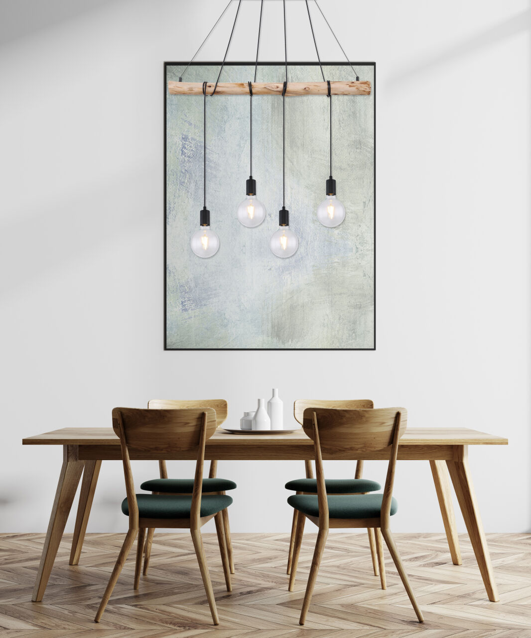 Globo Lighting - AUSTON - Hängeleuchte Metall schwarz matt, 4x E27