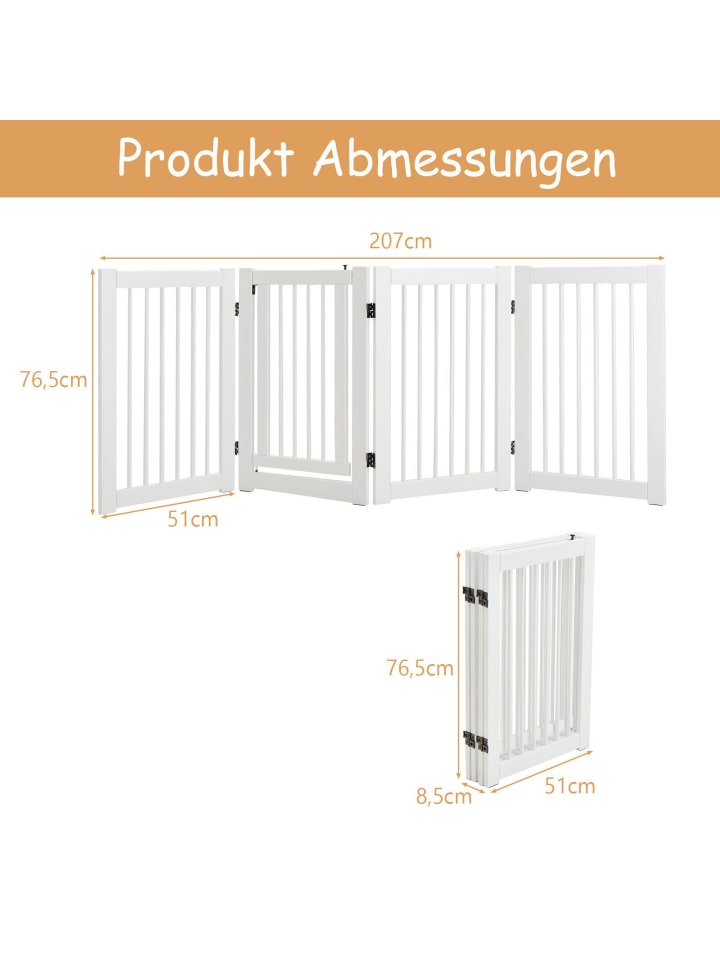 COSTWAY Absperrgitter 4 Stücke in Weiß günstig kaufen 76 cm