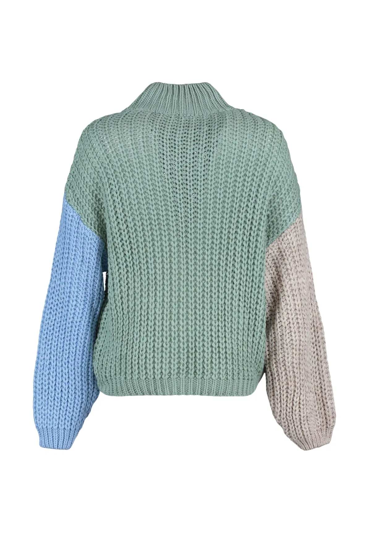 Trendyol Collection  Mintfarbener, weich strukturierter Strickpullover mit Farbblockdesign und weiter Passform TWOAW21KZ0271