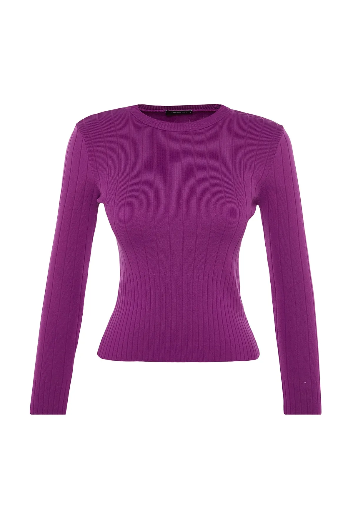 Trendyol Collection  Lila Basic Strickpullover mit Rundhalsausschnitt TWOAW23KZ01249