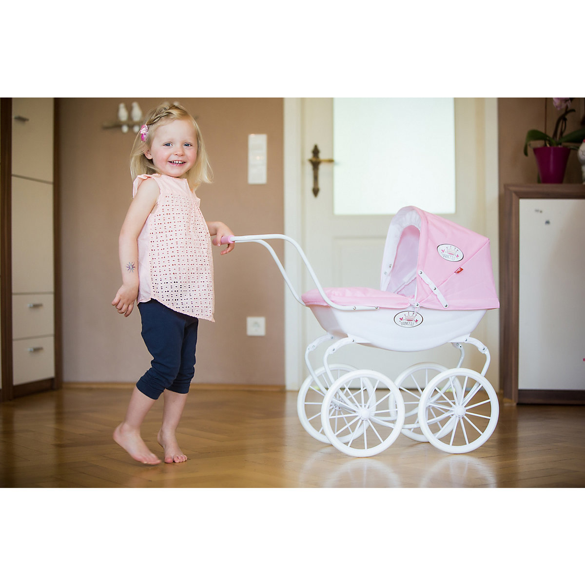 Puppenwagen Classic pram - rose/white/princess