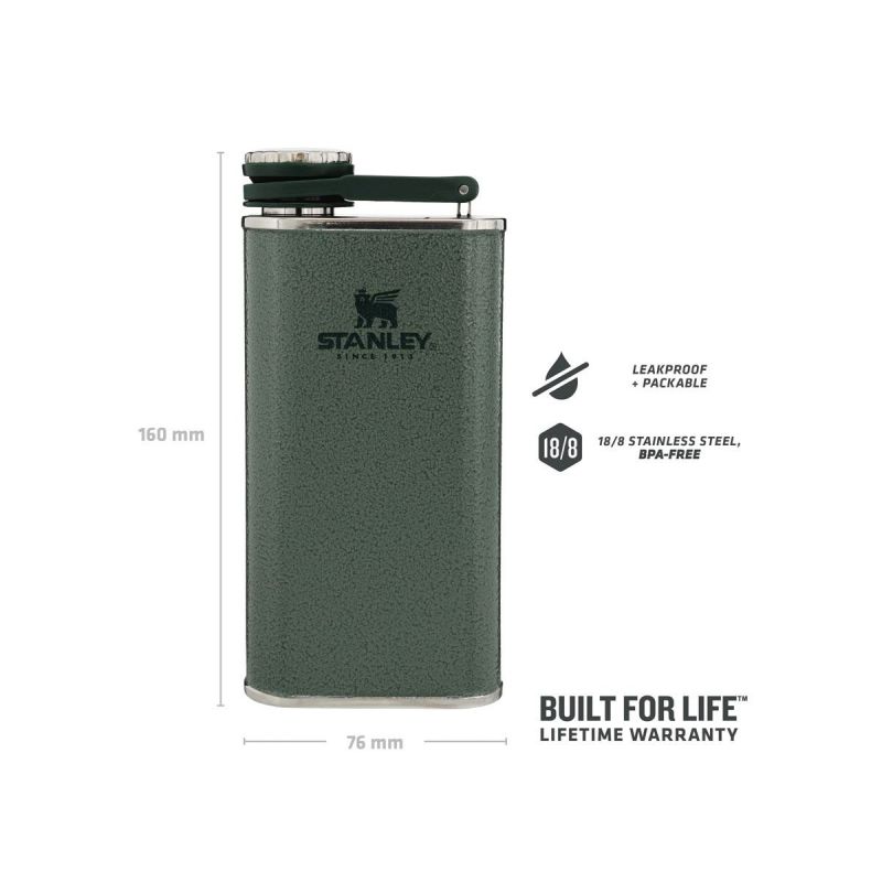 Taschenflasche, Stanley Classic Easy-Fill Wide Mouth Flask 8oz \/ 230ml Hammertone Green
