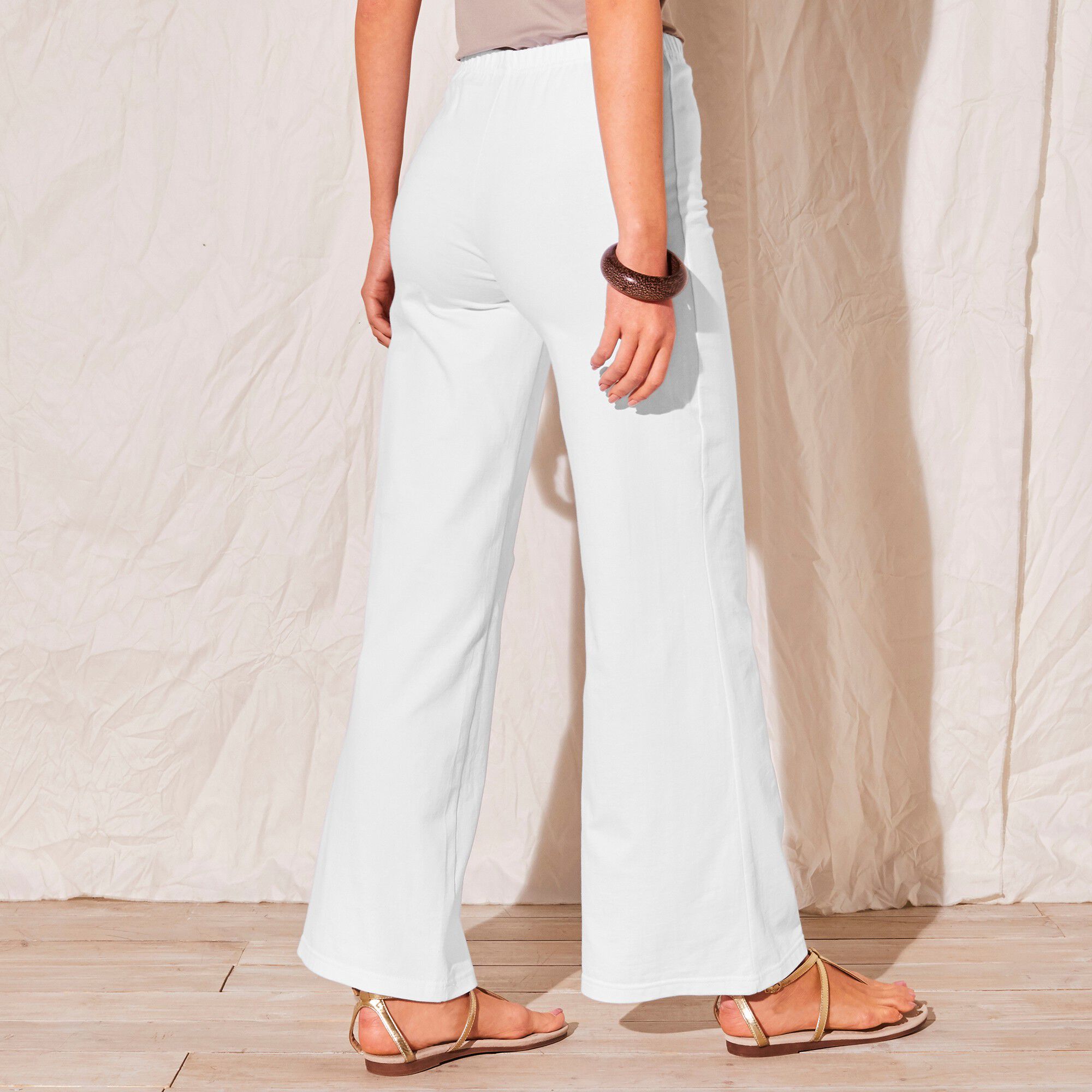 Pantalon large stretch, taille élastiquée