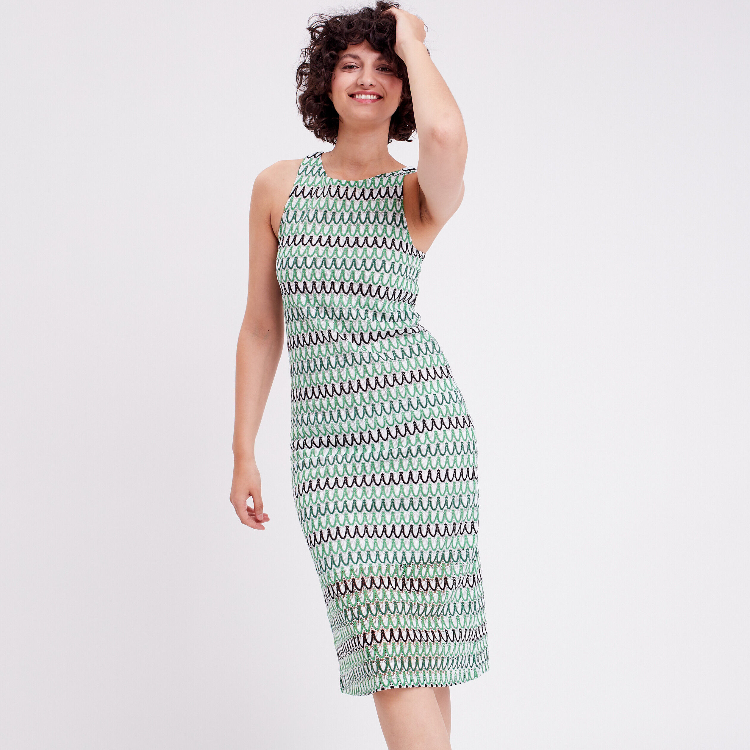 Robe droite ajourée vert femme | Cache Cache