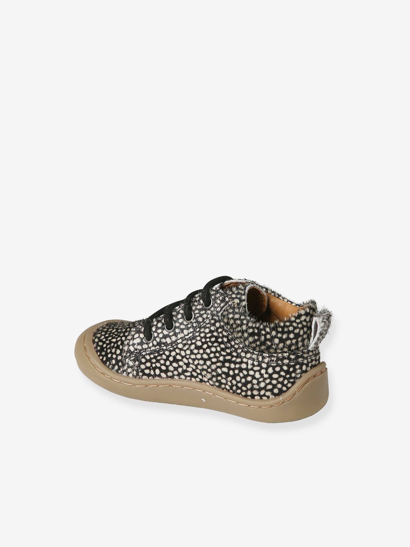 Bottillons lacés cuir souple bébé premiers pas or