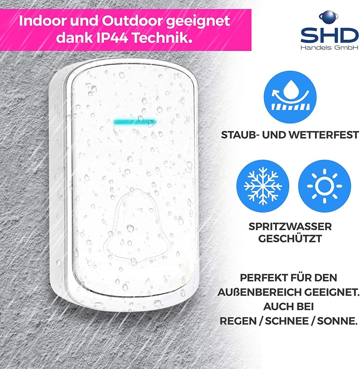 SHD Funkklingel mit akkustischem und optischen Signal